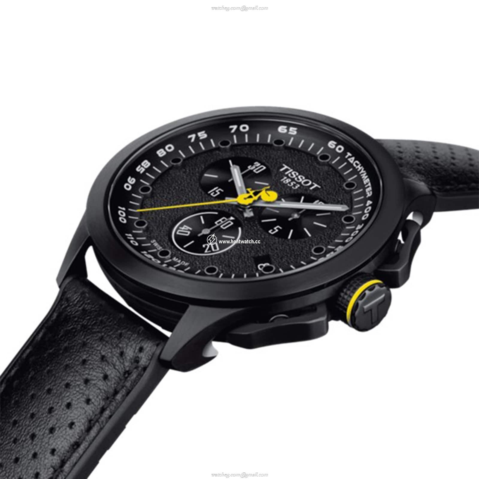 Tissot T-Race Chronograph - 45mm Black PVD & Leather - Quartz Watch - Image 2