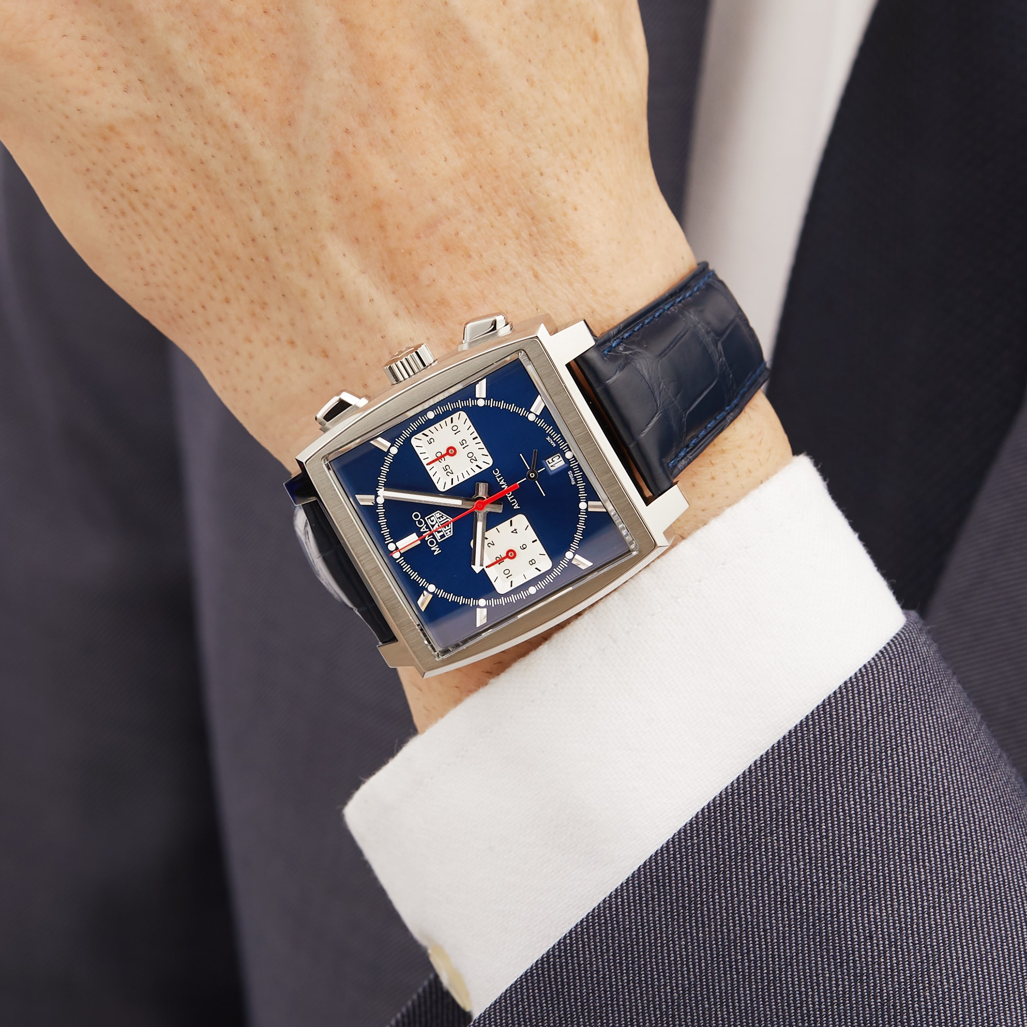 TAG Heuer Monaco CBL2111.FC6453 - Automatic Watch - Blue Dial - 39mm Steel - Image 4