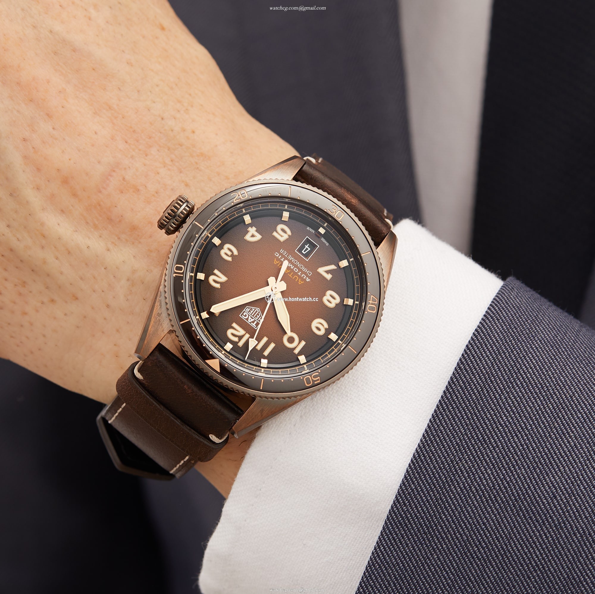 TAG Heuer Autavia Bronze Automatic Watch - 42mm Brown Dial | Replica - Image 2