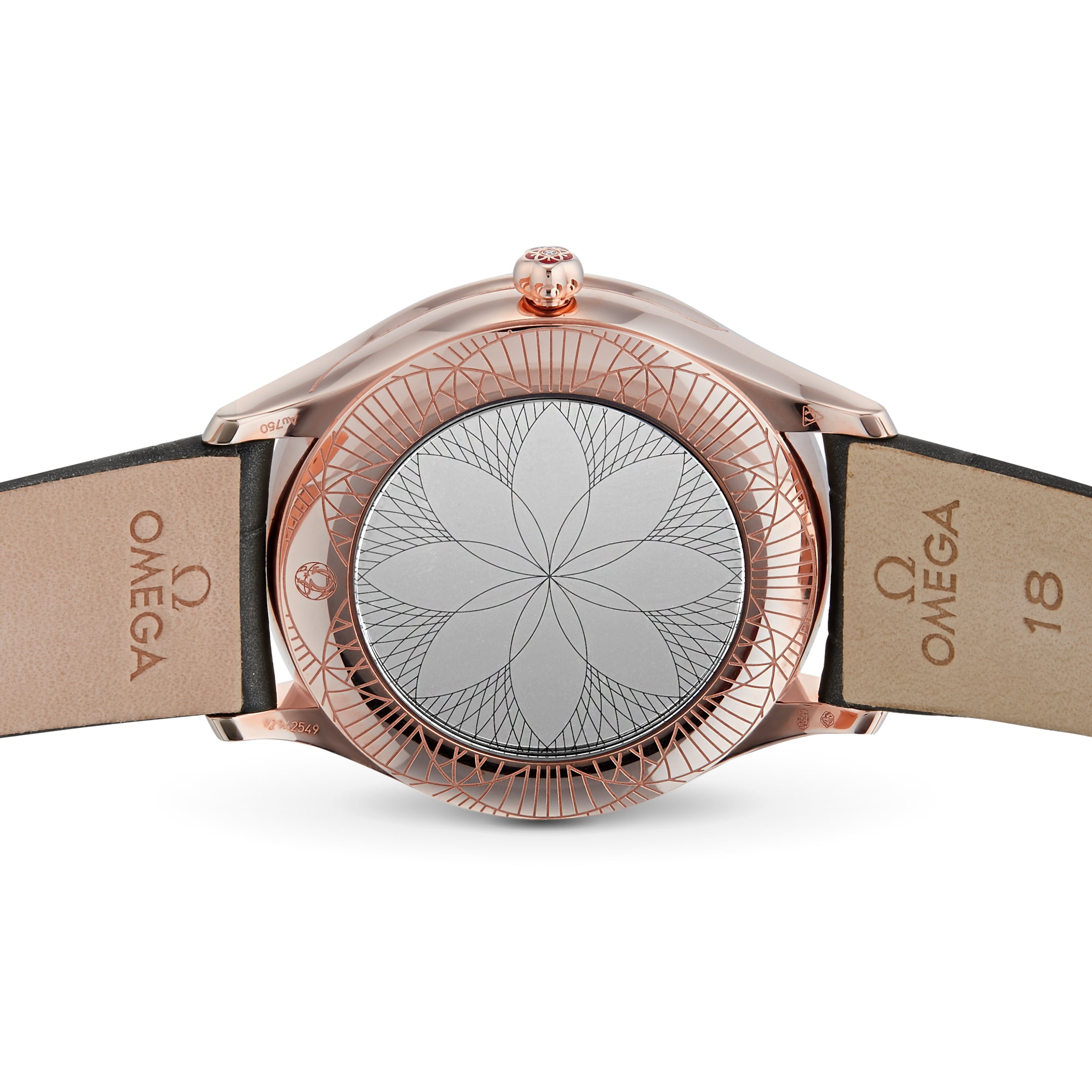 Omega De Ville 36mm 18ct Rose Gold Quartz Watch | Silver Dial | Leather Strap - Image 4