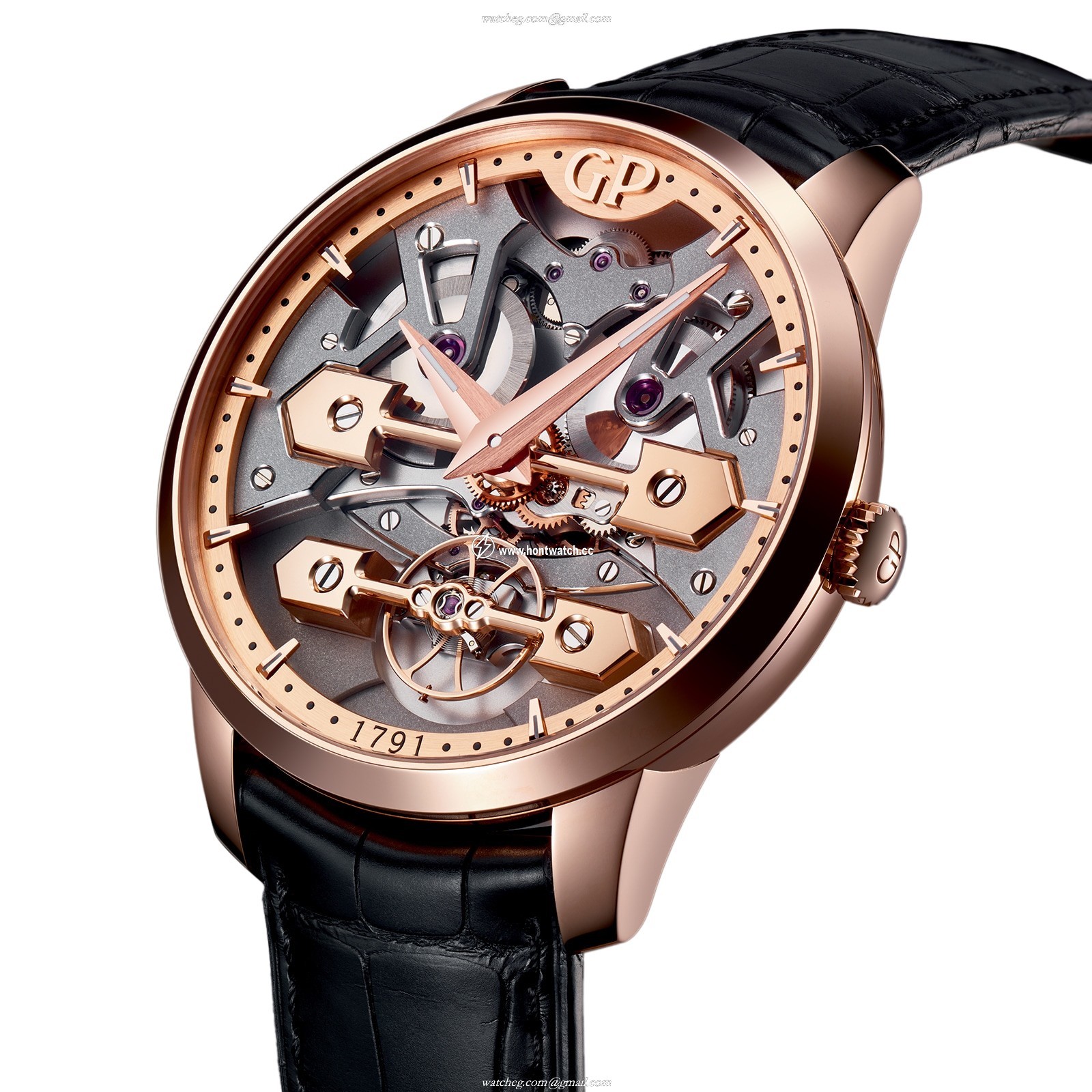 Girard-Perregaux Bridges Rose Gold Automatic Watch - 45mm Alligator Strap - Image 2