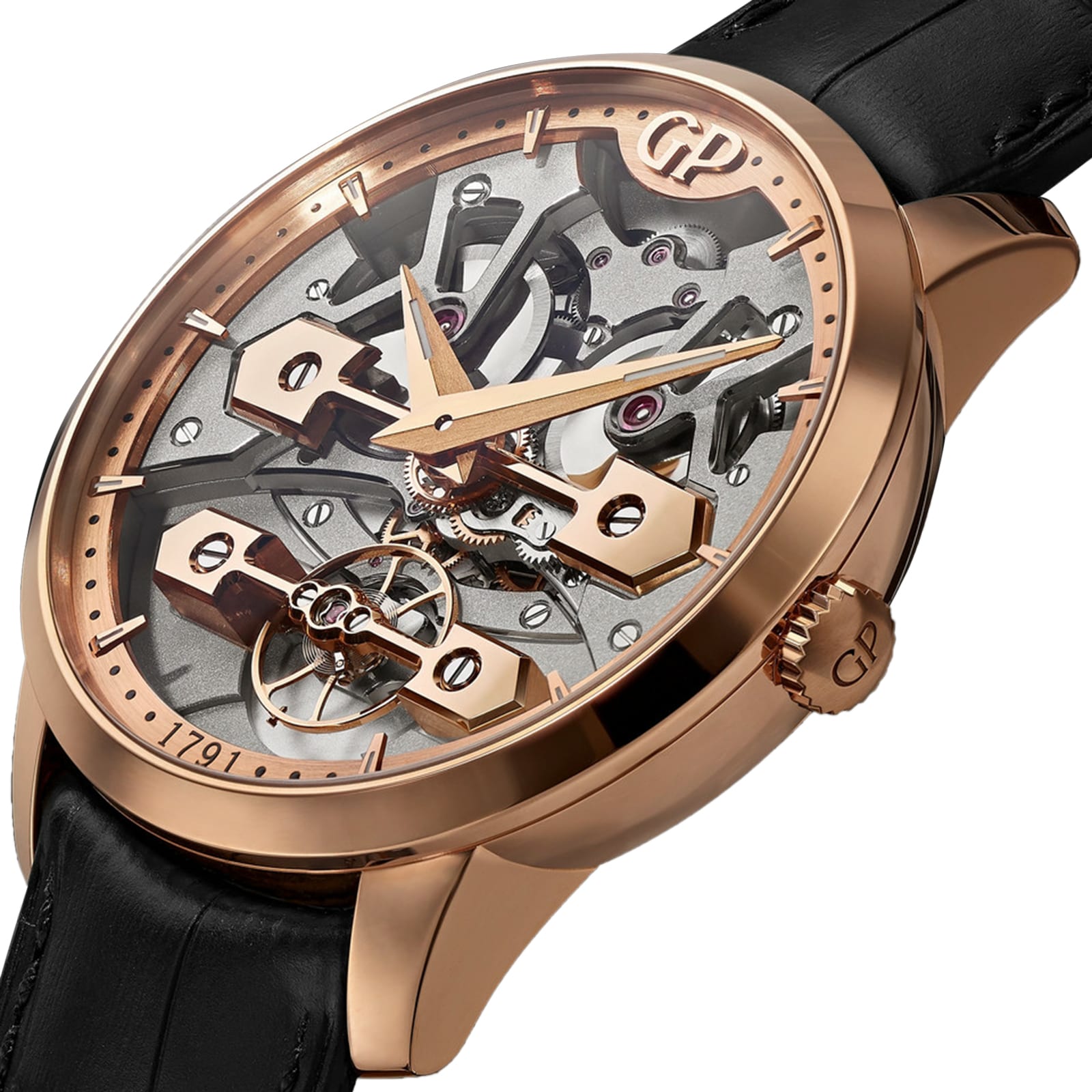 Girard-Perregaux Bridges Rose Gold Automatic Watch - 45mm Alligator Strap - Image 3