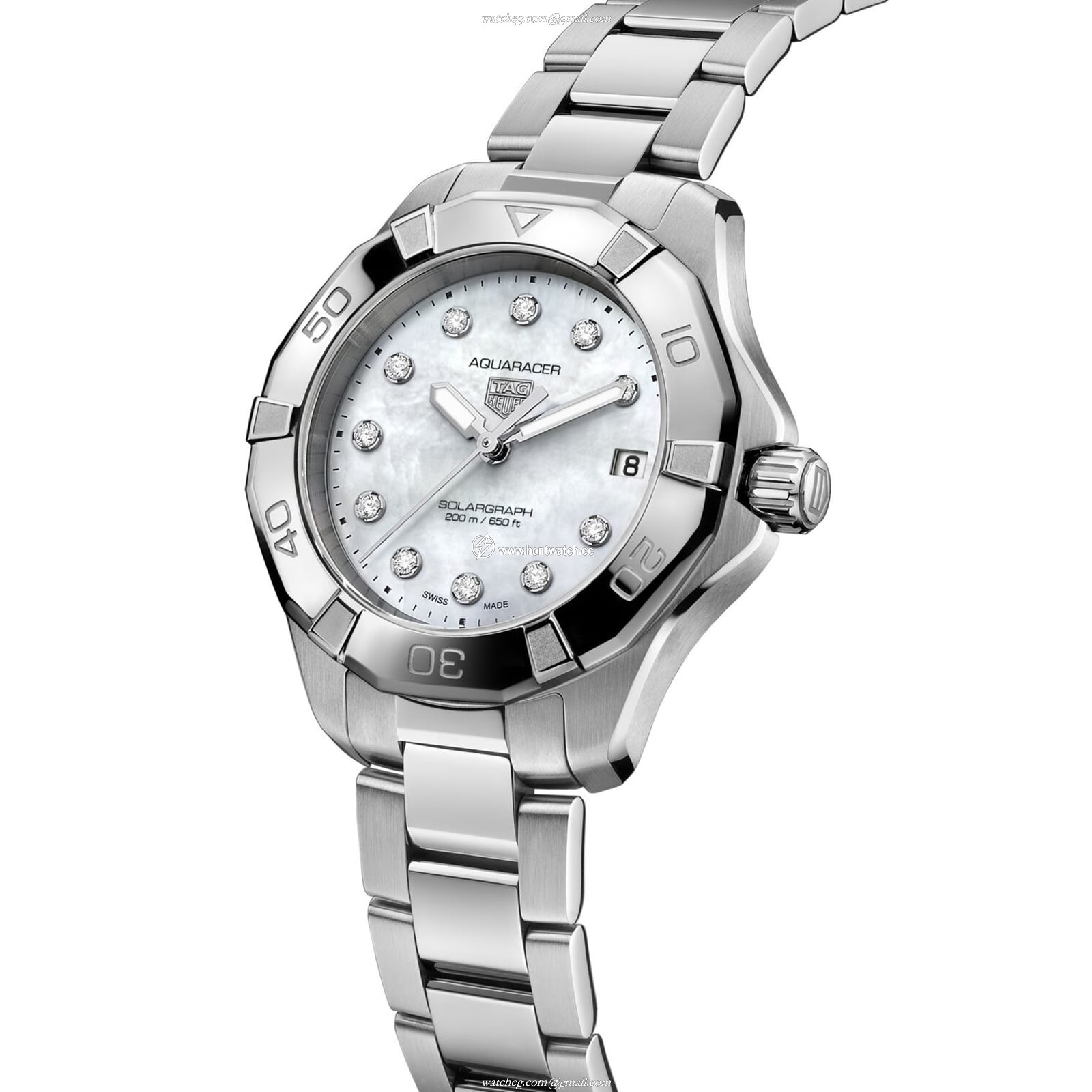 TAG Heuer Aquaracer WBP1313 Solar Watch | 34mm Steel | Mother of Pearl Dial - Image 2
