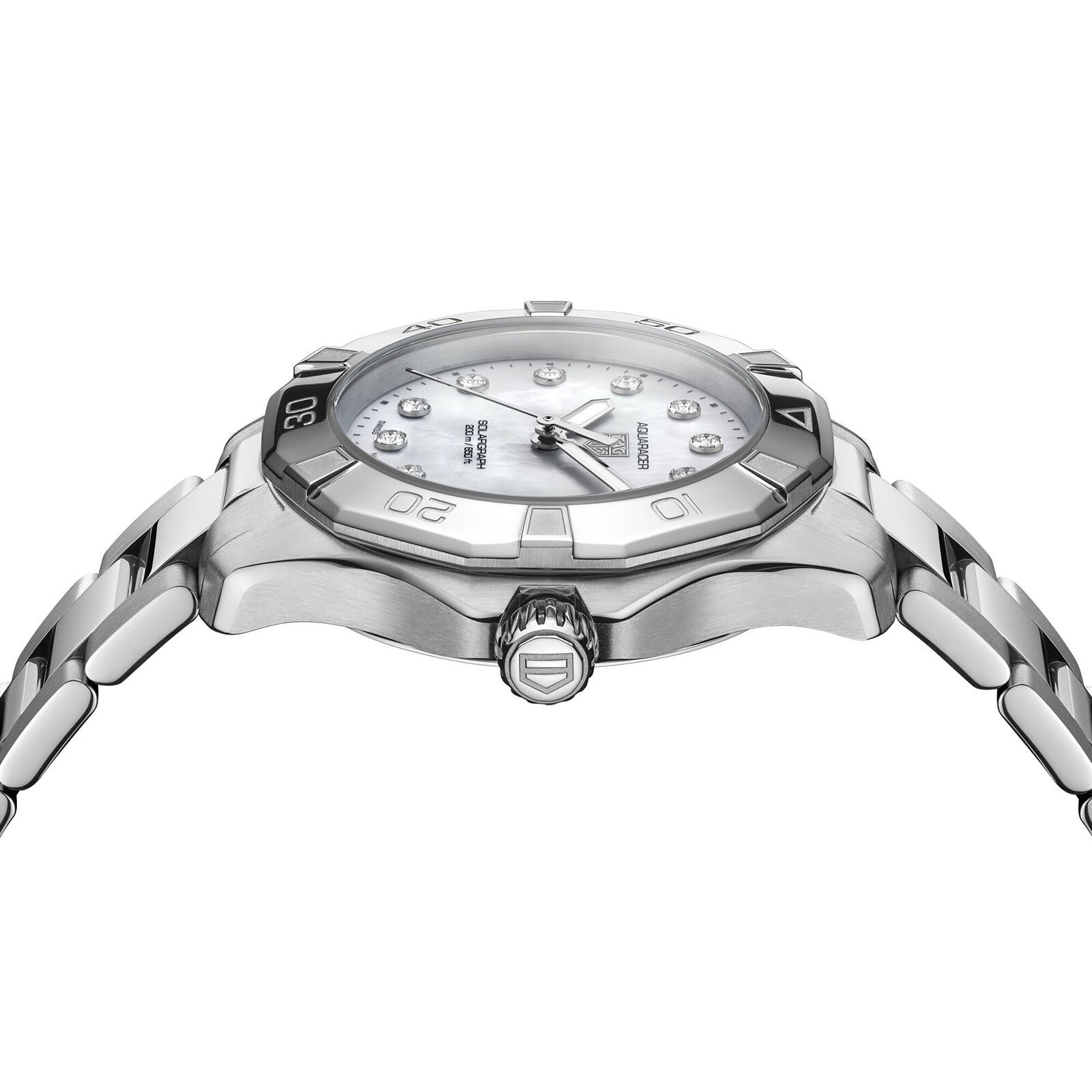 TAG Heuer Aquaracer WBP1313 Solar Watch | 34mm Steel | Mother of Pearl Dial - Image 4