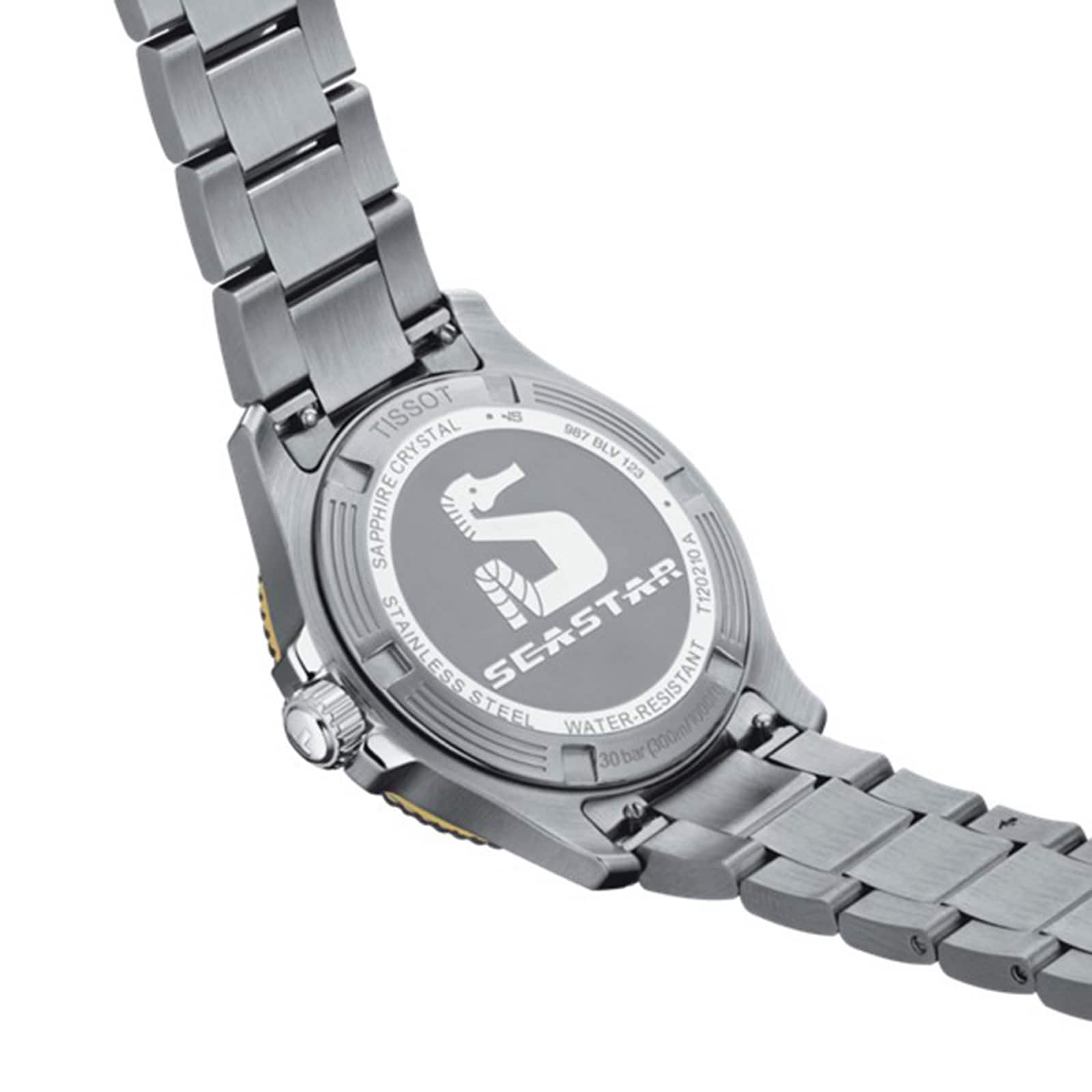 Tissot Seastar Quartz Watch - 36mm Black Dial - Stainless Steel & Gold - Image 4