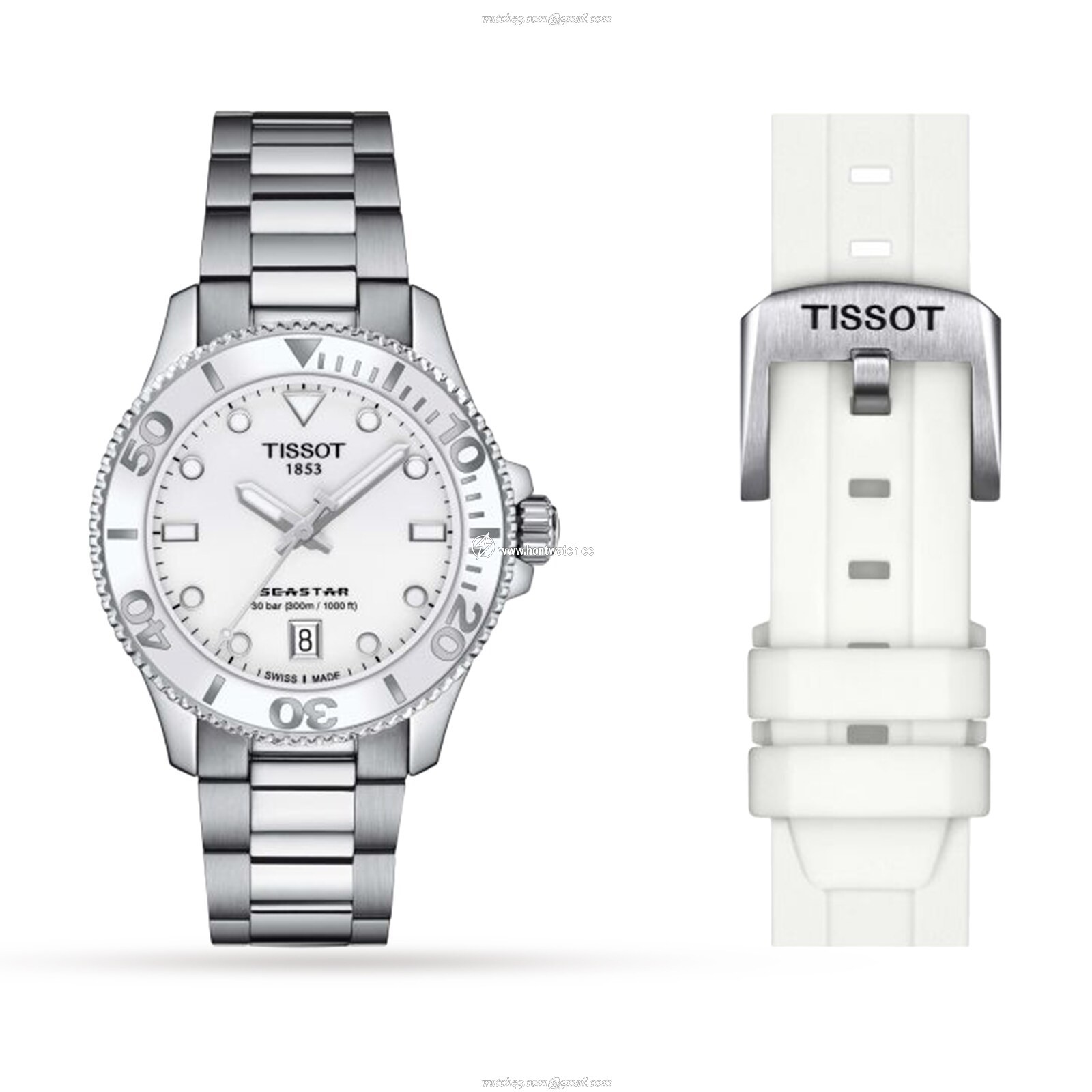 Tissot T-Sport Seastar 36mm White Dial Quartz Watch - 300M Water Resistant - Image 2