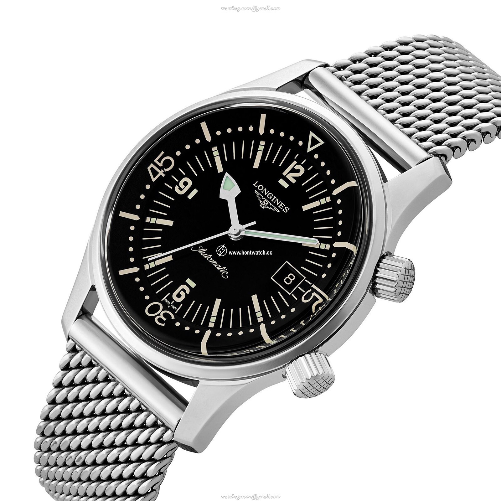 Longines Heritage L37744506 Automatic Watch - 42mm Stainless Steel - Black Dial - Image 2