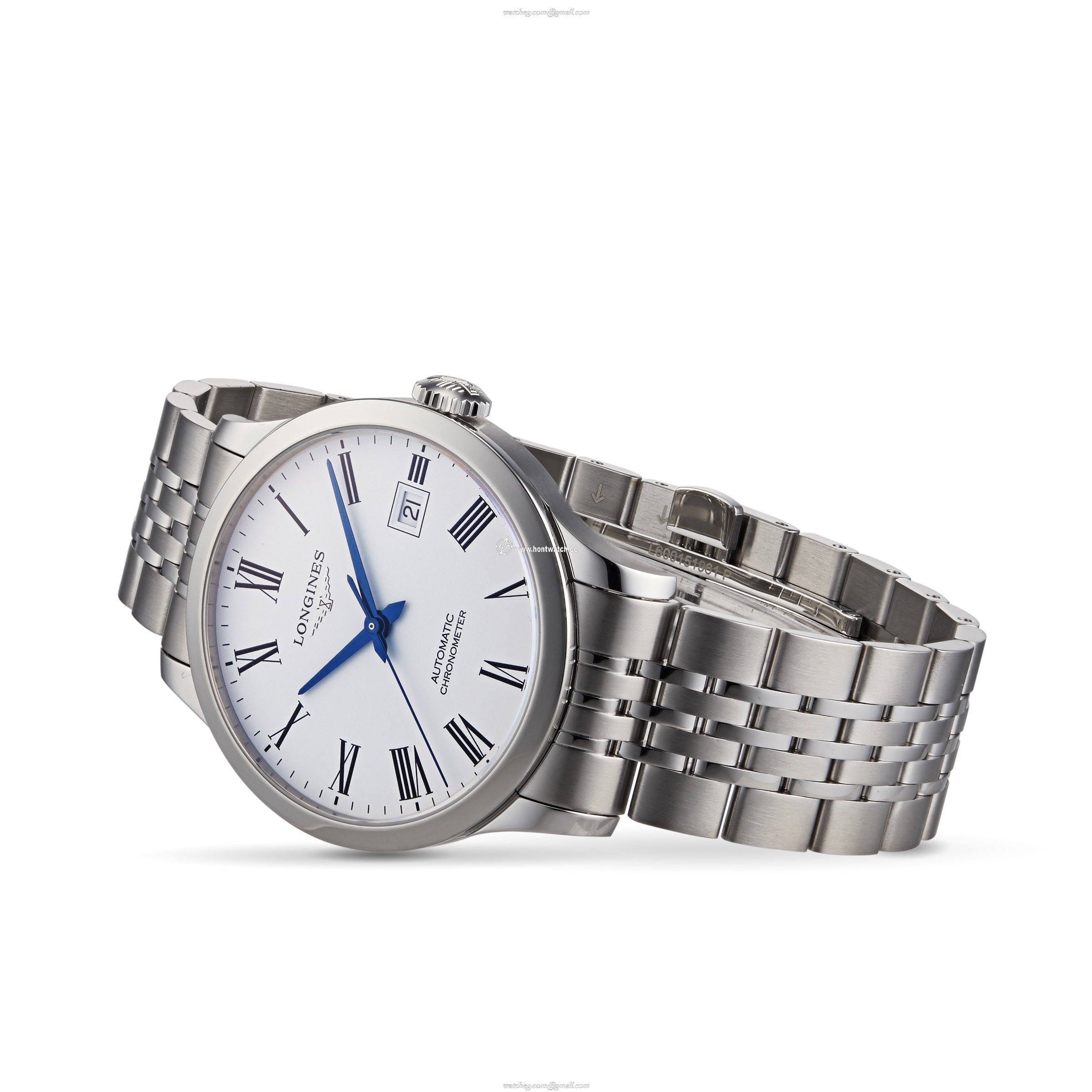 Longines Record L28204116 Automatic Watch - 38.5mm Stainless Steel White Dial - Image 2