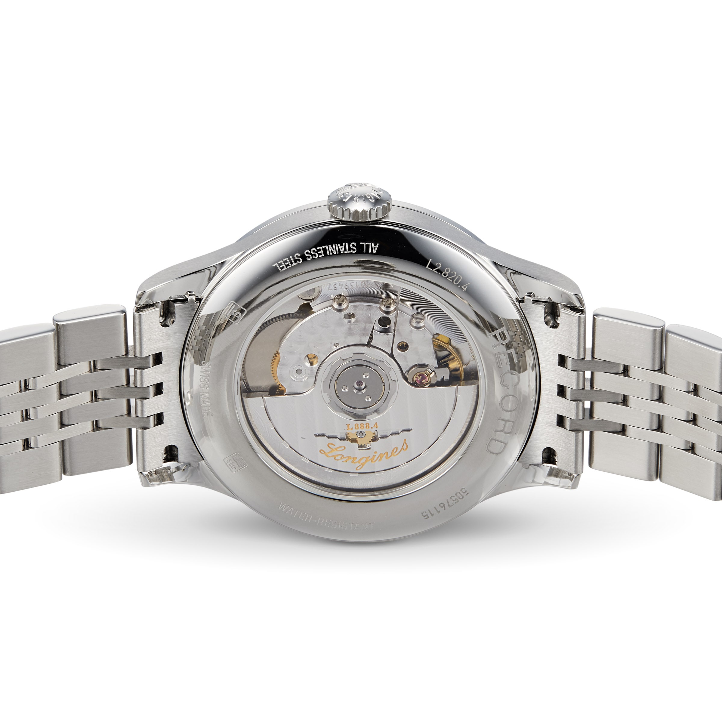 Longines Record L28204116 Automatic Watch - 38.5mm Stainless Steel White Dial - Image 4