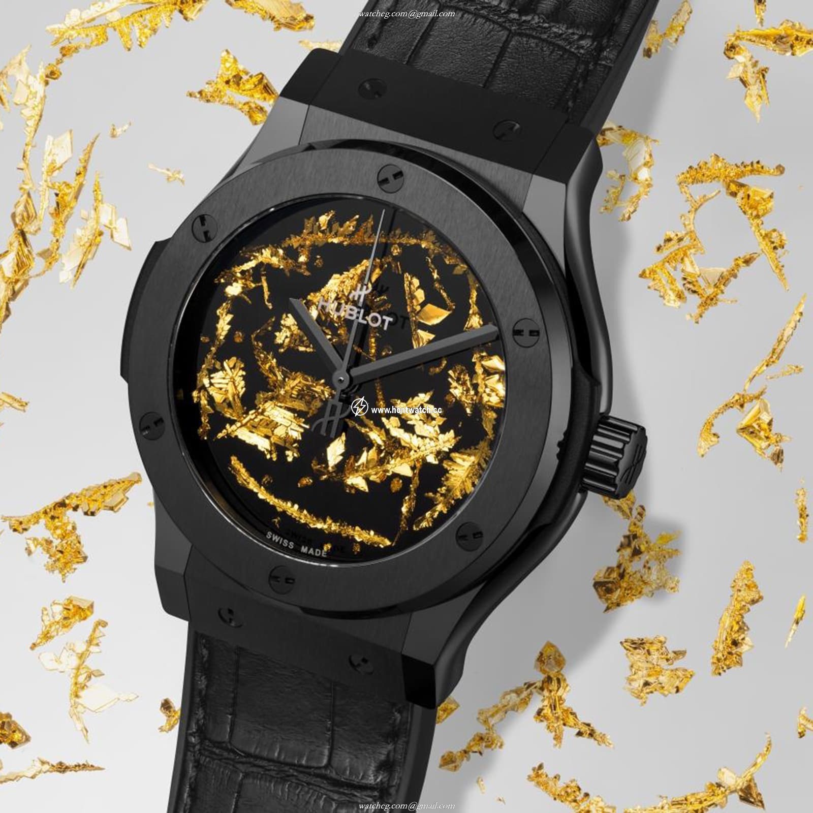 Hublot Classic Fusion Ceramic Automatic Gold Watch - 42mm Black Dial - Image 2
