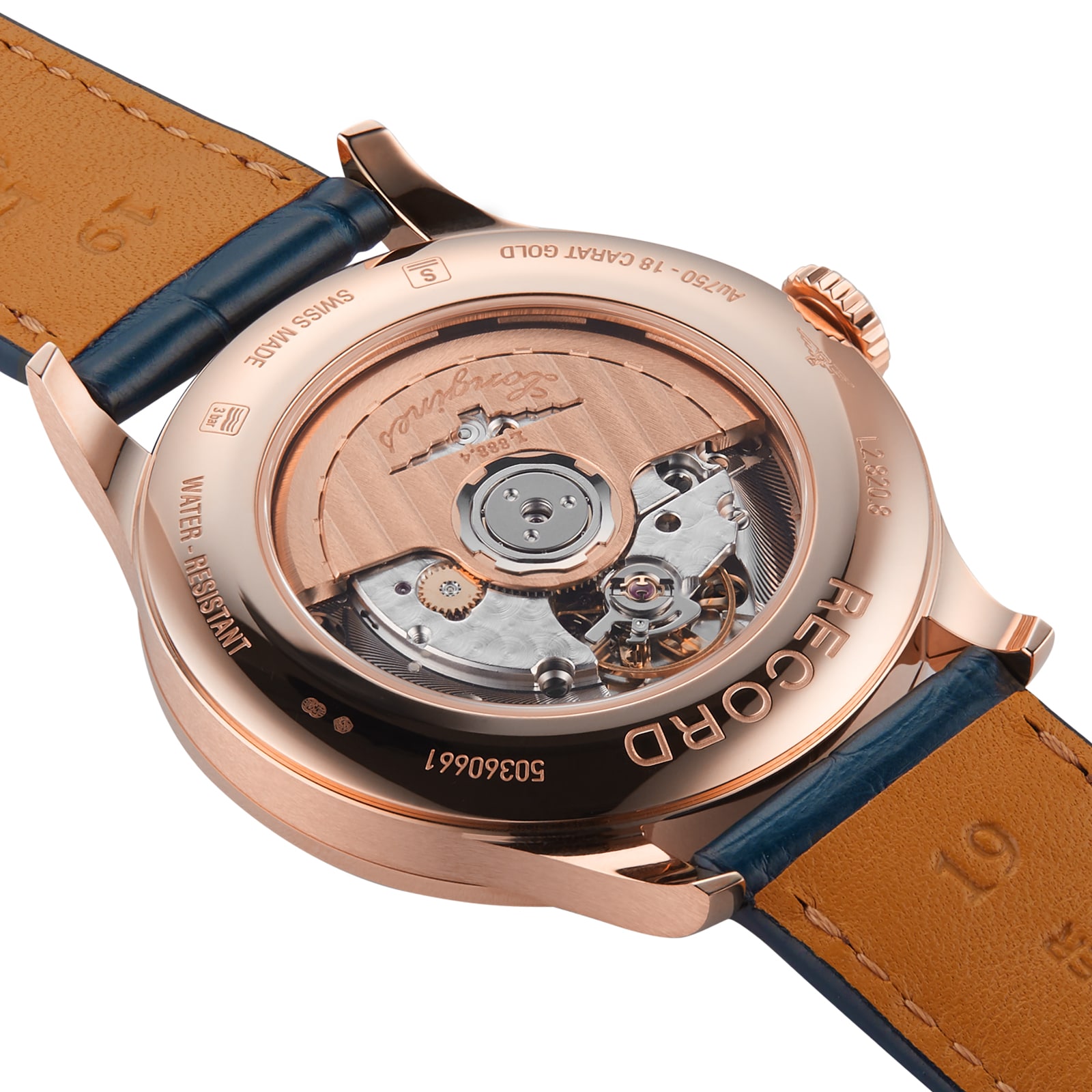 Longines Record L28208922 | 18ct Rose Gold Automatic Blue Watch - Image 4
