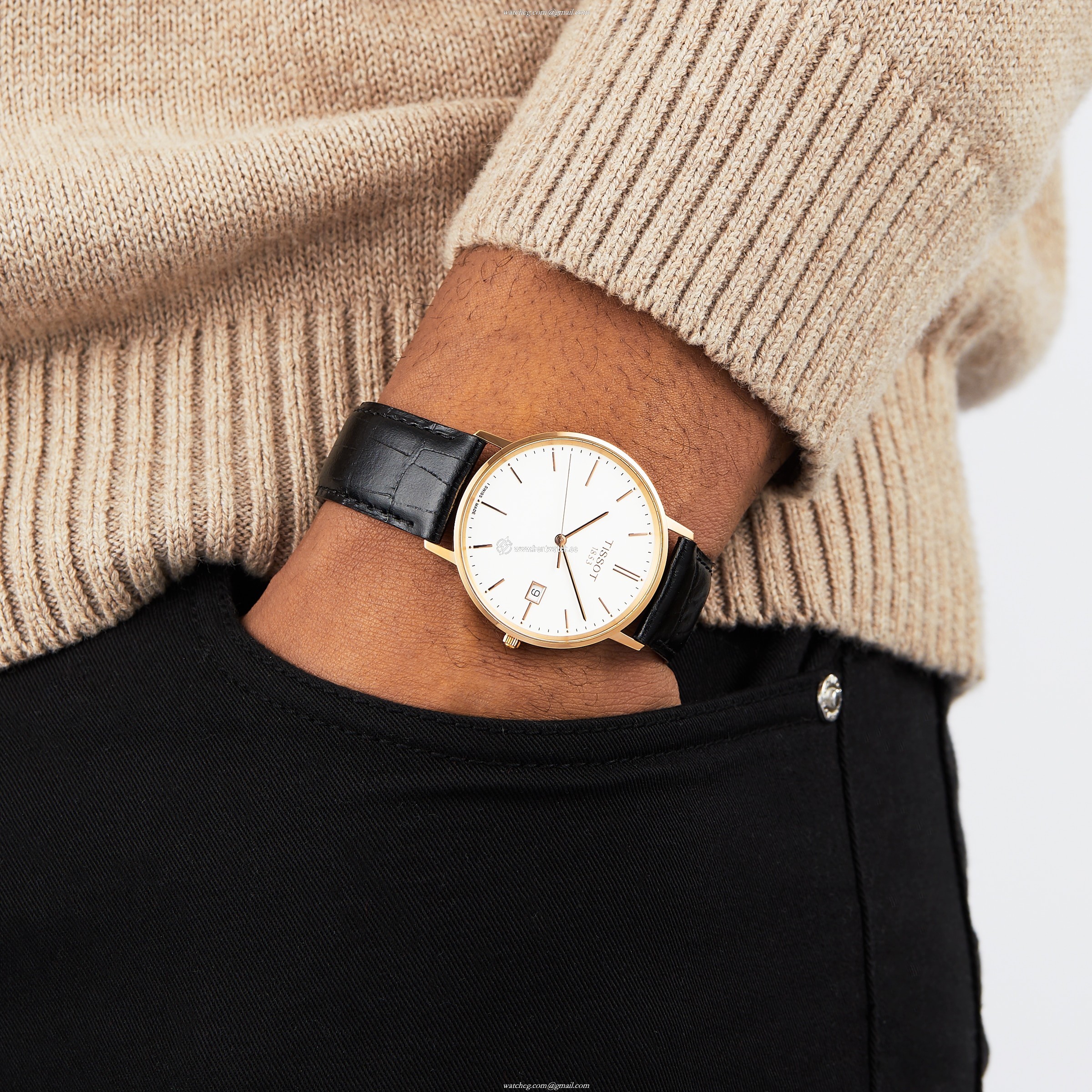 Tissot T-Gold 18ct Rose Gold Watch - 38mm White Dial Quartz - Leather Strap - Image 2
