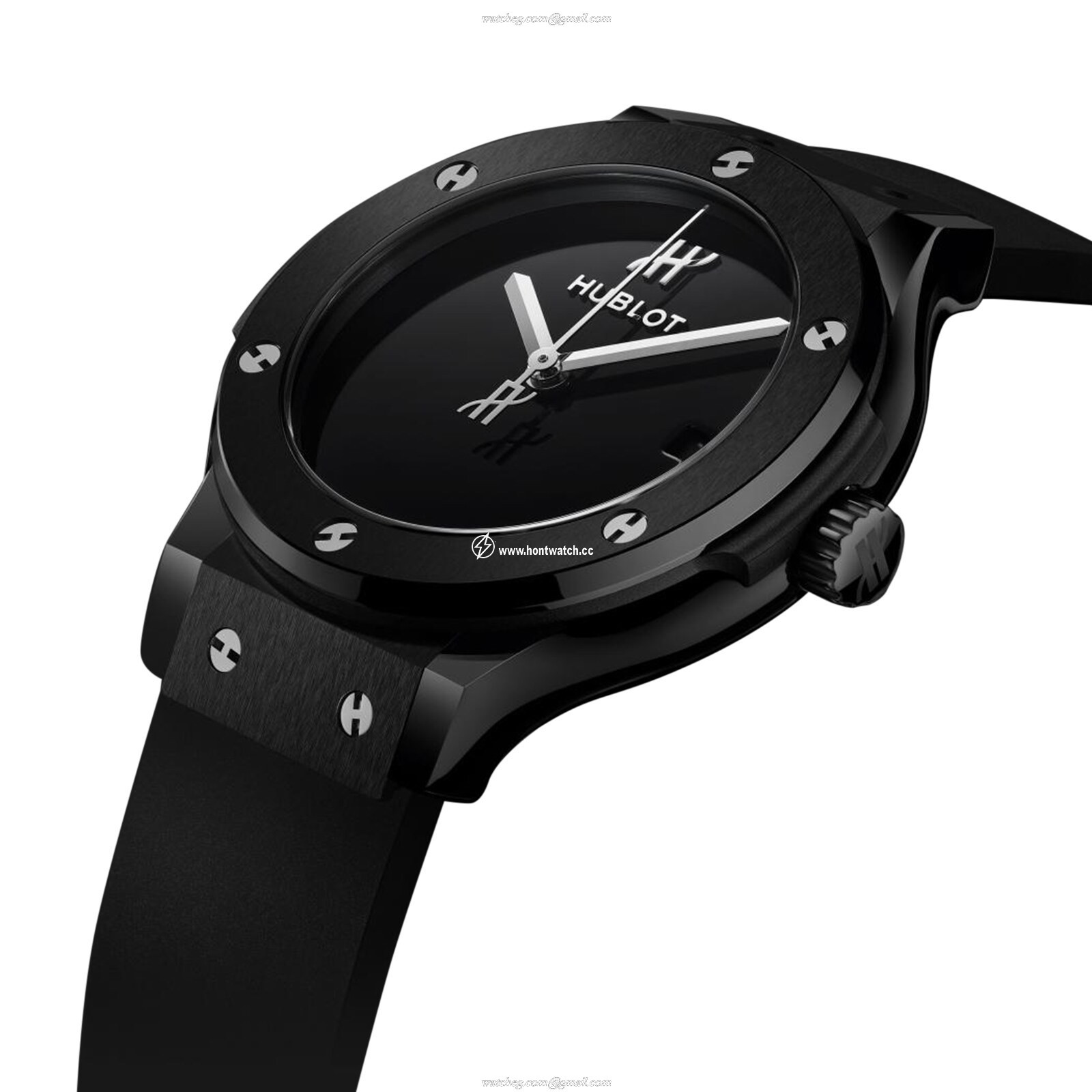 Hublot Classic Fusion 38mm Ceramic Automatic Watch - Black Dial & Rubber Strap - Image 2