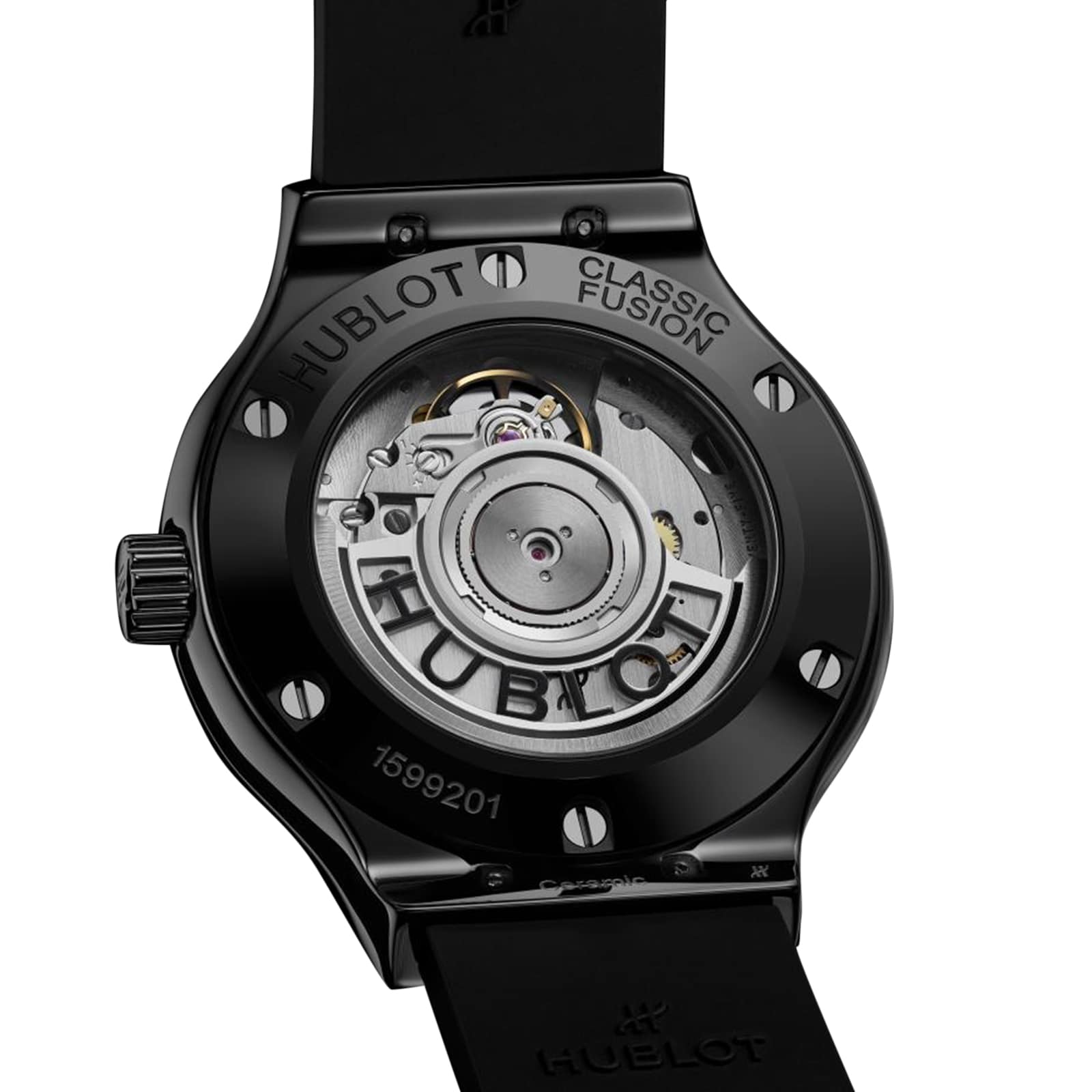 Hublot Classic Fusion 38mm Ceramic Automatic Watch - Black Dial & Rubber Strap - Image 4