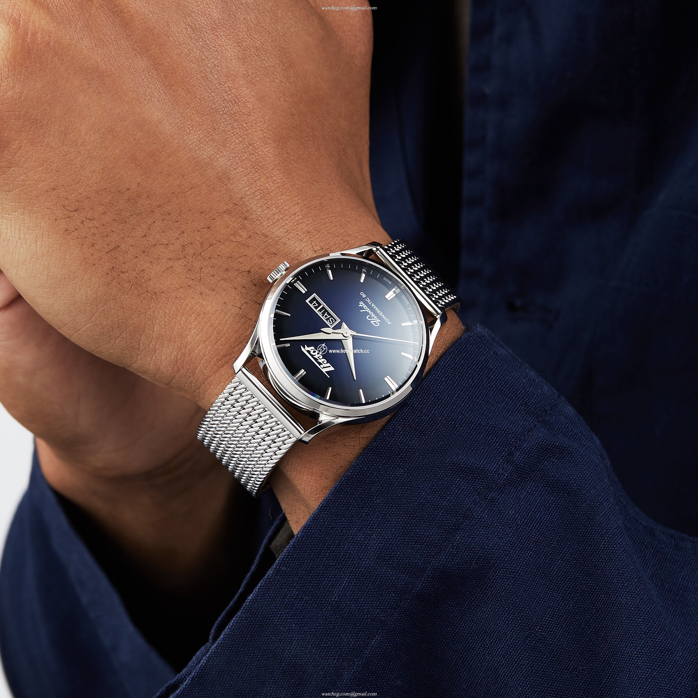 Tissot Heritage Visodate Automatic Watch - 42mm Blue Dial | Stainless Steel - Image 2