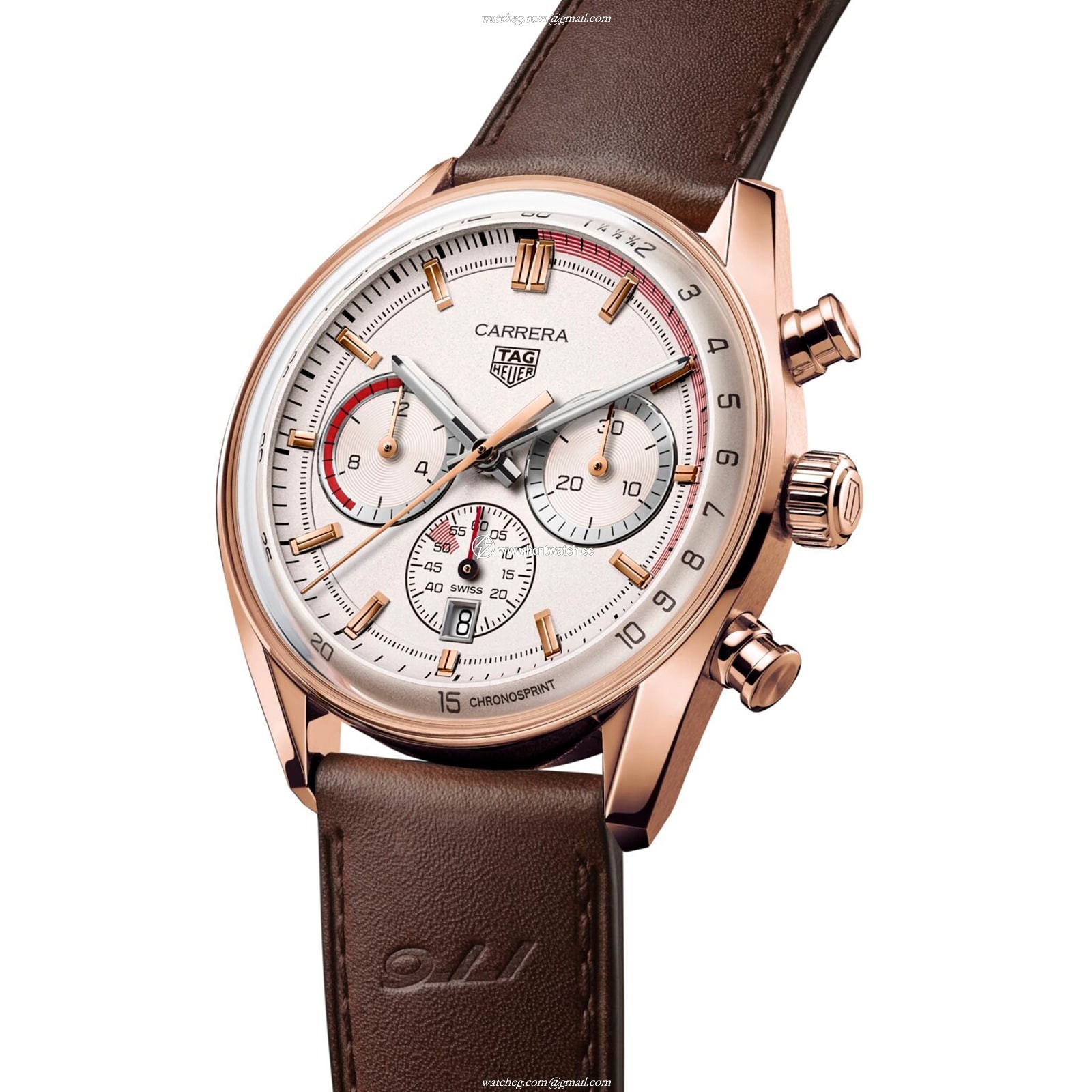 TAG Heuer Carrera 42mm Rose Gold Automatic Watch - Beige Dial - Image 2