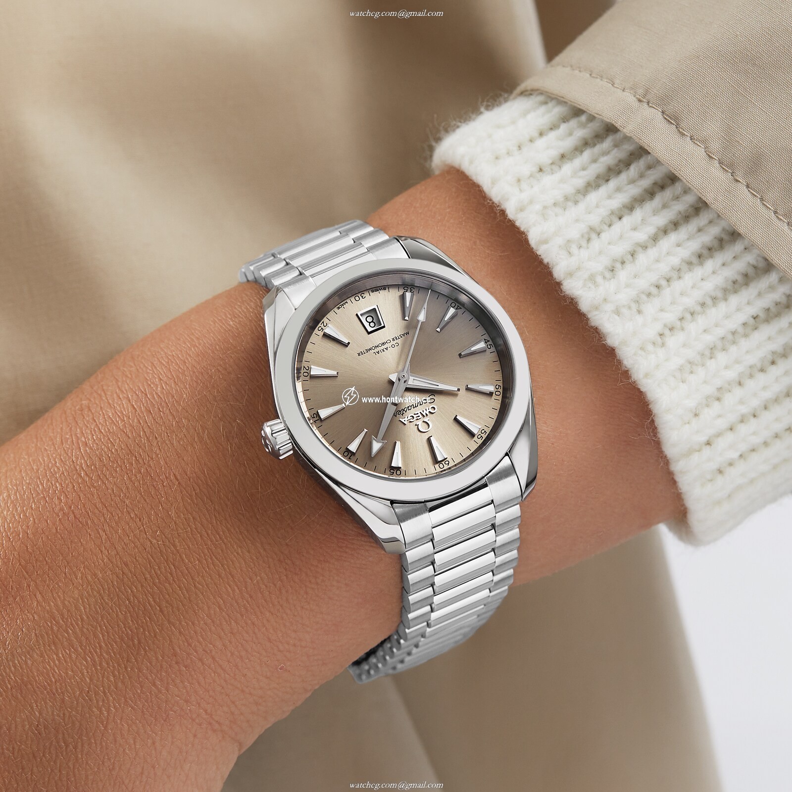 Omega Aqua Terra 38mm Automatic Ivory Dial Stainless Steel Replica Watch - Image 2