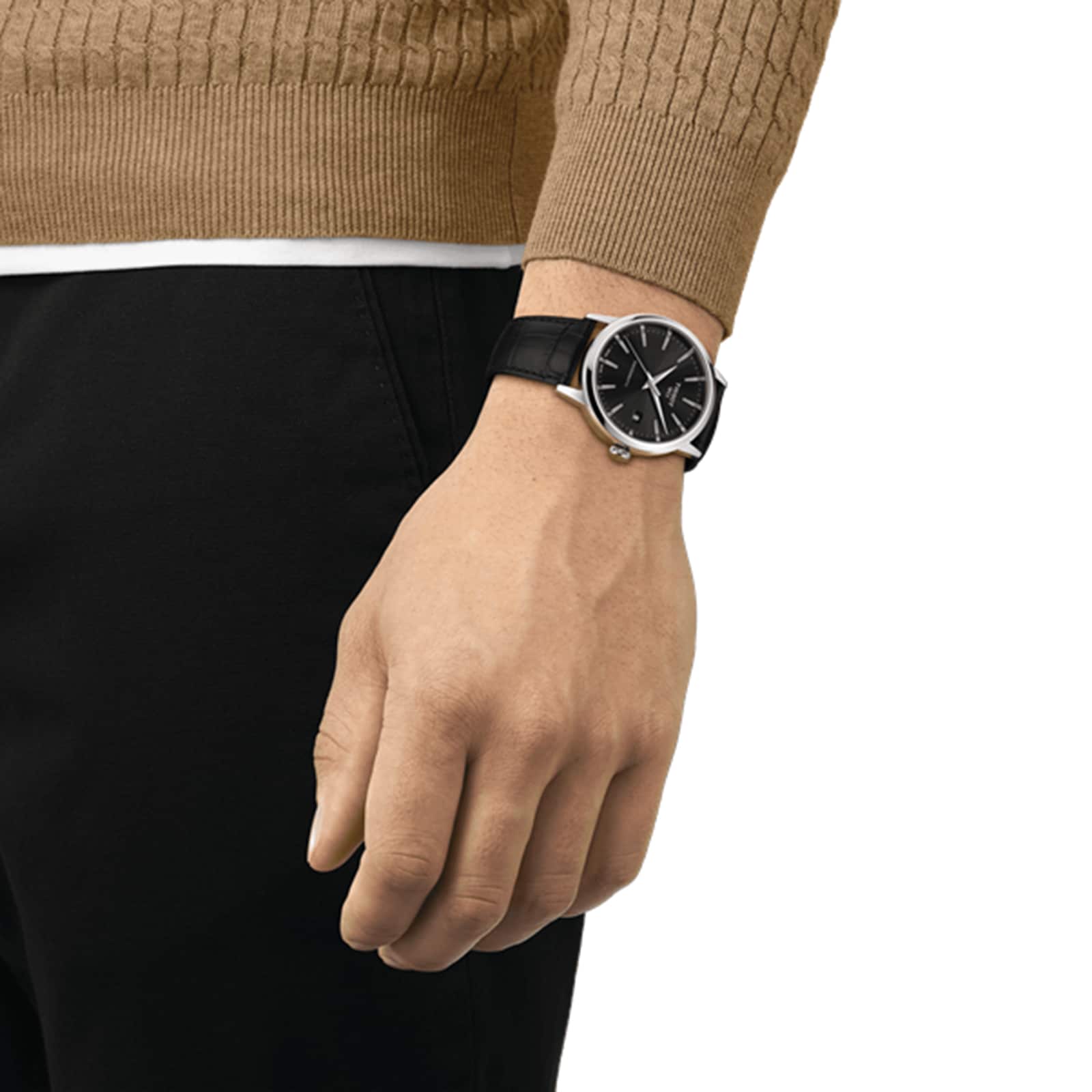 Tissot T-Classic Automatic Watch - 42mm Stainless Steel & Black Leather - Image 4