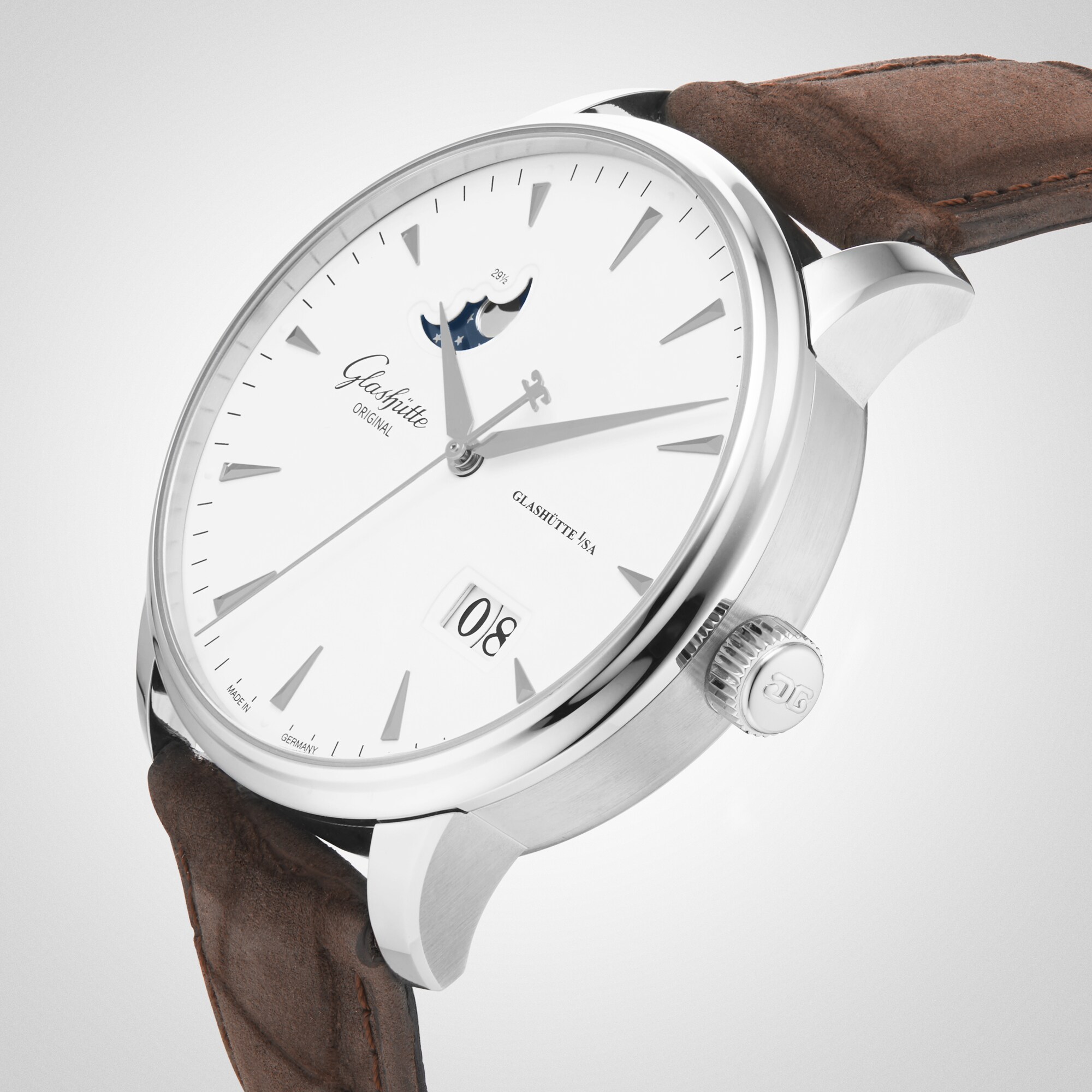 Glashuette Original Senator Automatic Watch - White Dial Stainless Steel - Image 4