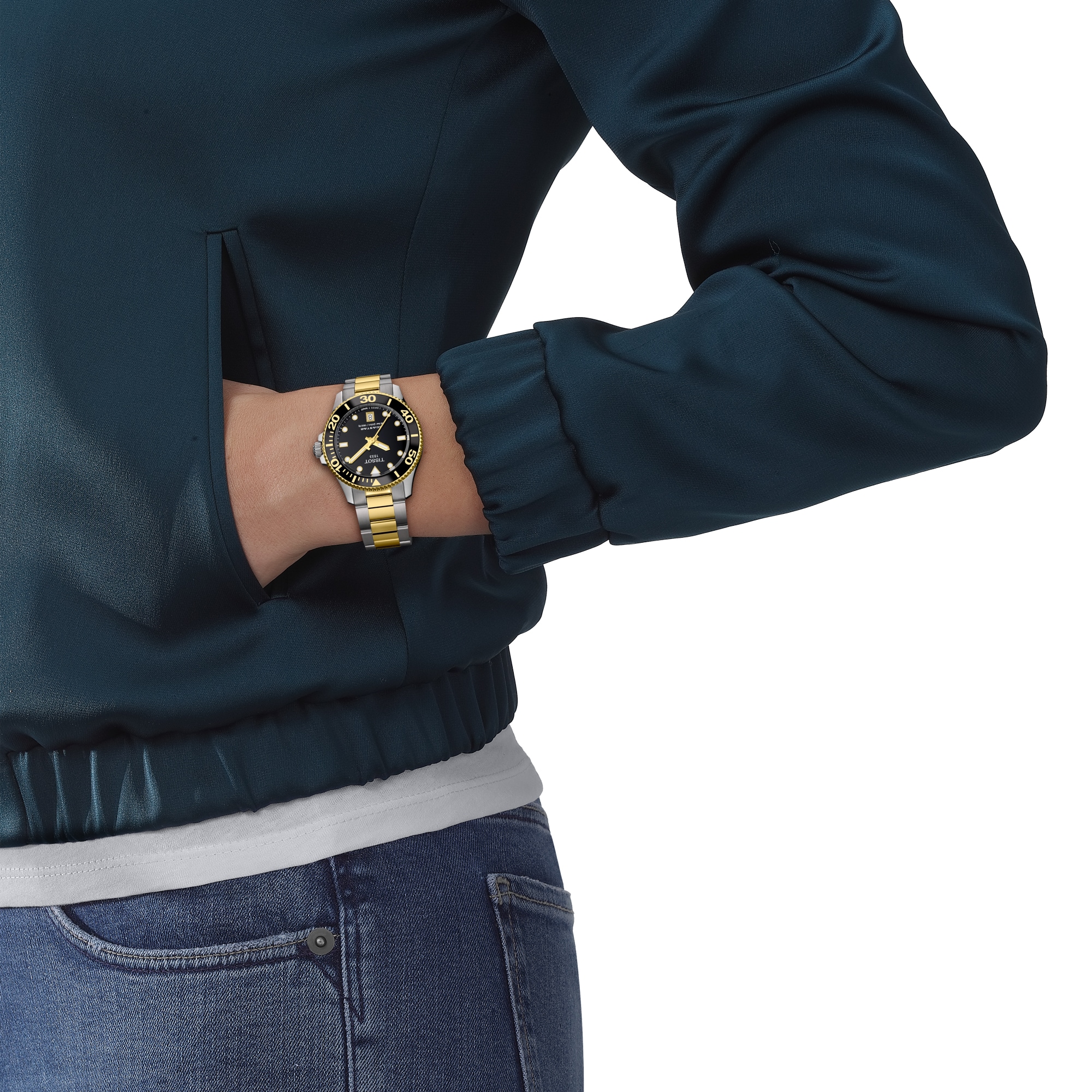 Tissot Seastar Quartz Watch - 36mm Black Dial - Stainless Steel & Gold PVD - Image 4