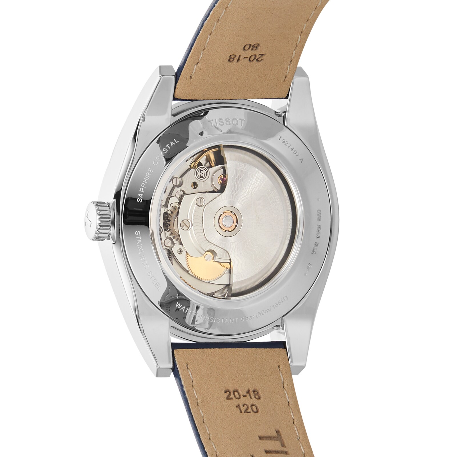 Tissot T-Gold Automatic Watch - Blue Dial | 40mm Stainless Steel & 18K Gold - Image 4