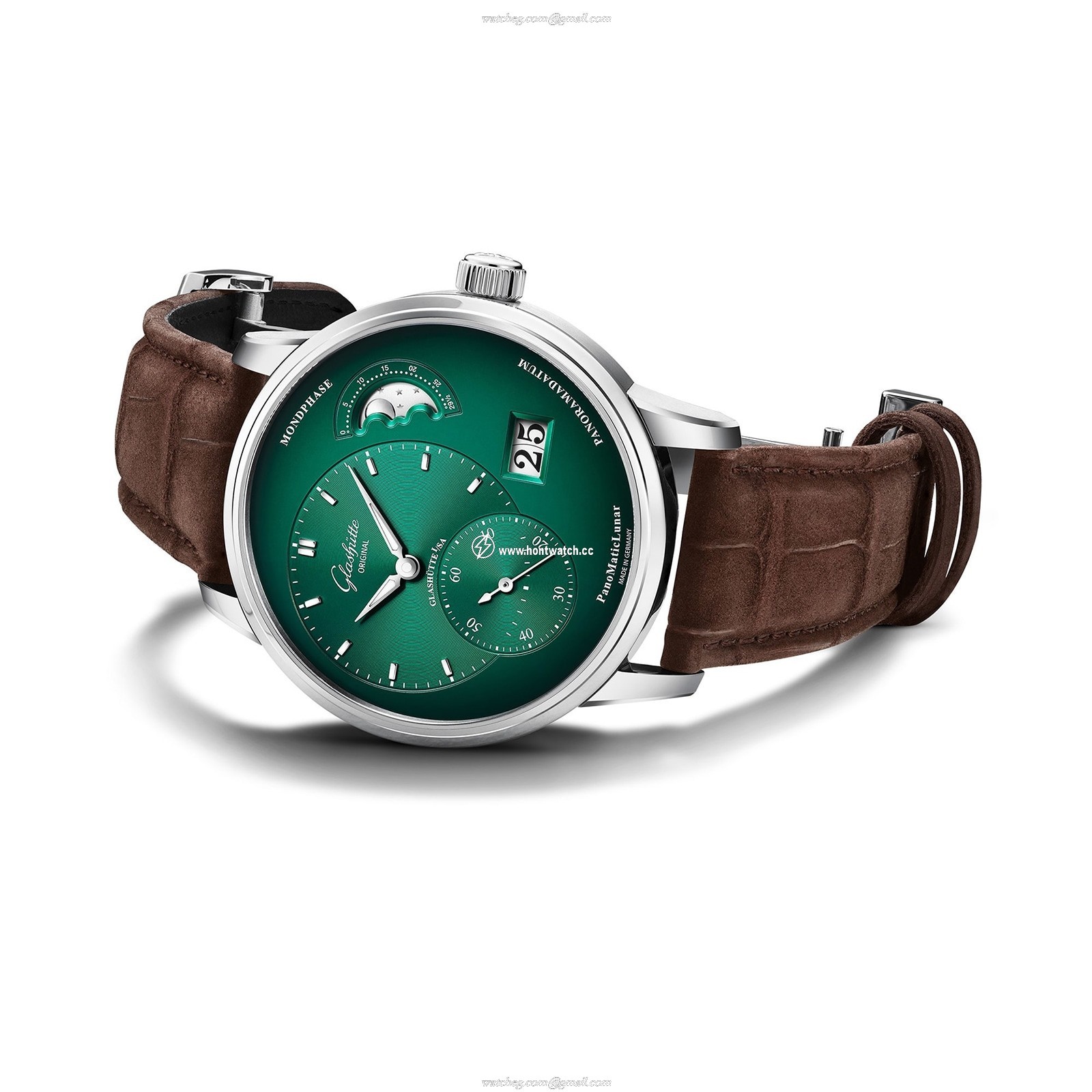 Glashuette Original PanoMaticLunar 40mm Green Dial Automatic Replica Watch - Image 2