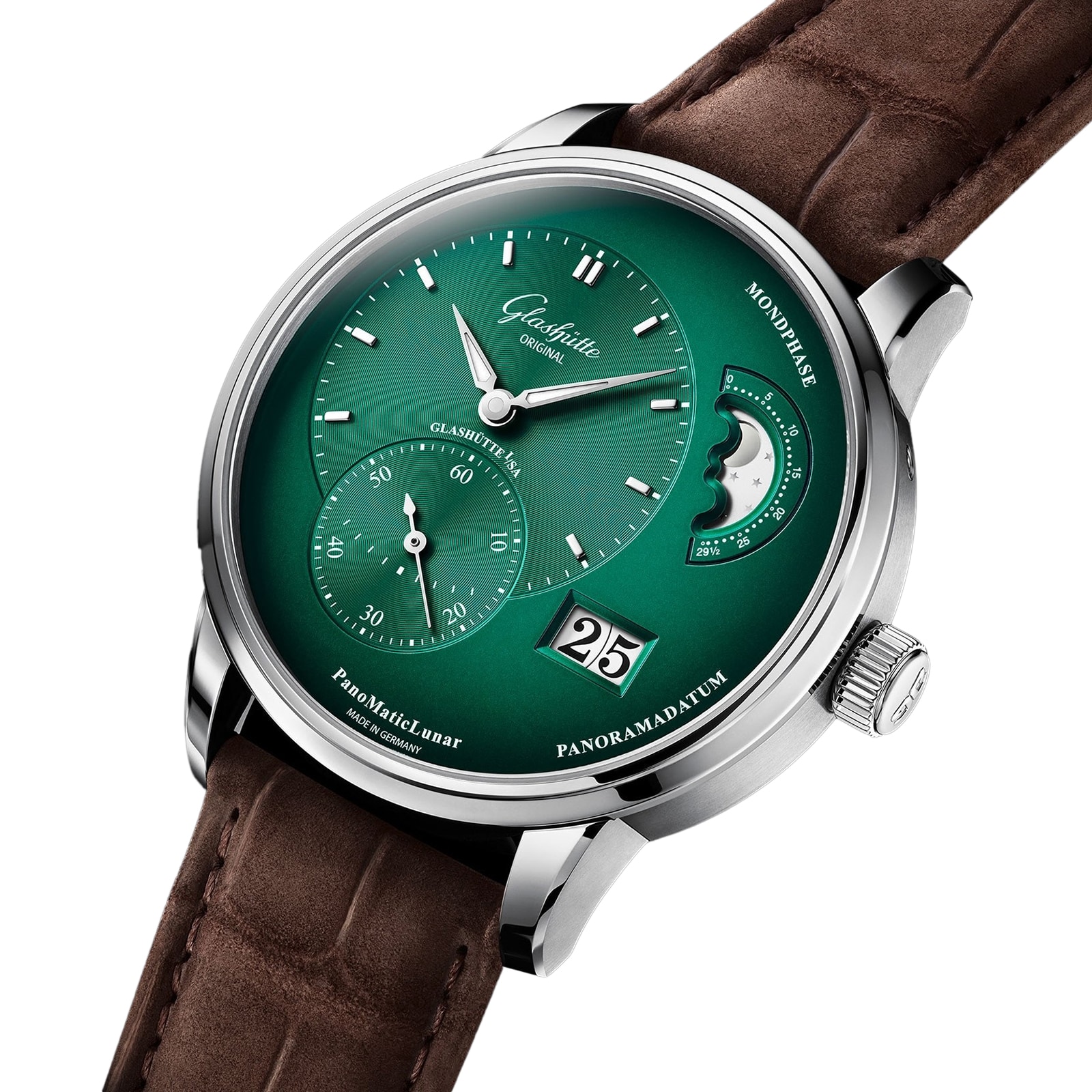 Glashuette Original PanoMaticLunar 40mm Green Dial Automatic Replica Watch - Image 3