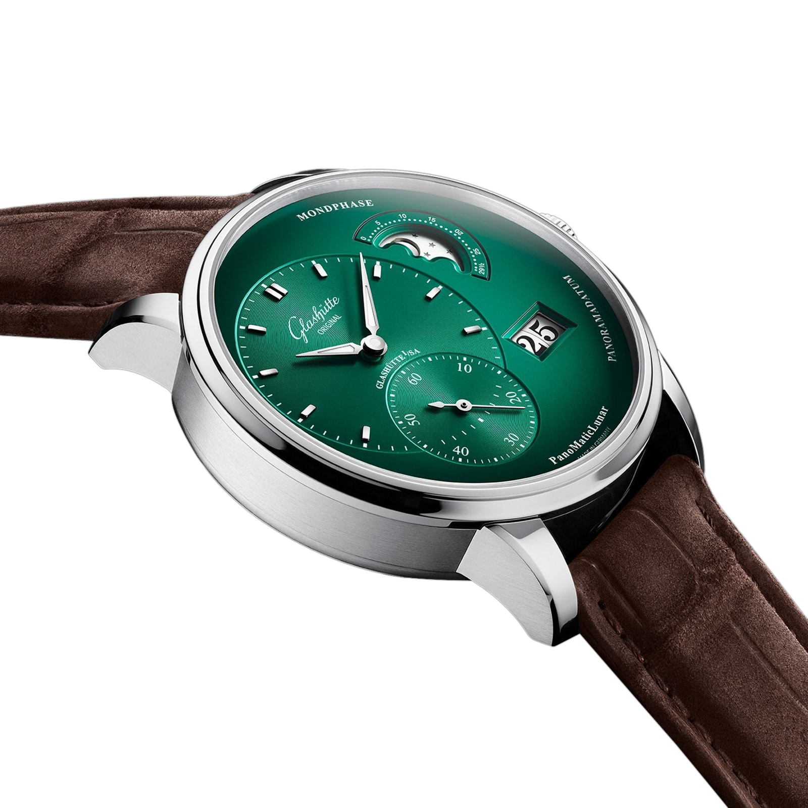 Glashuette Original PanoMaticLunar 40mm Green Dial Automatic Replica Watch - Image 4