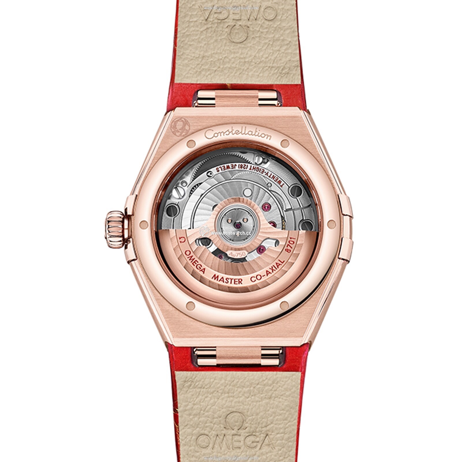 Omega Constellation 29mm 18ct Rose Gold Automatic Red Dial Replica Watch - Image 2
