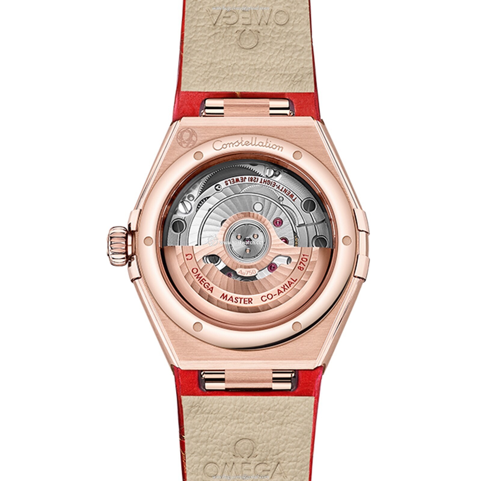 Omega Constellation 29mm 18ct Rose Gold Automatic Red Dial Replica - Image 2