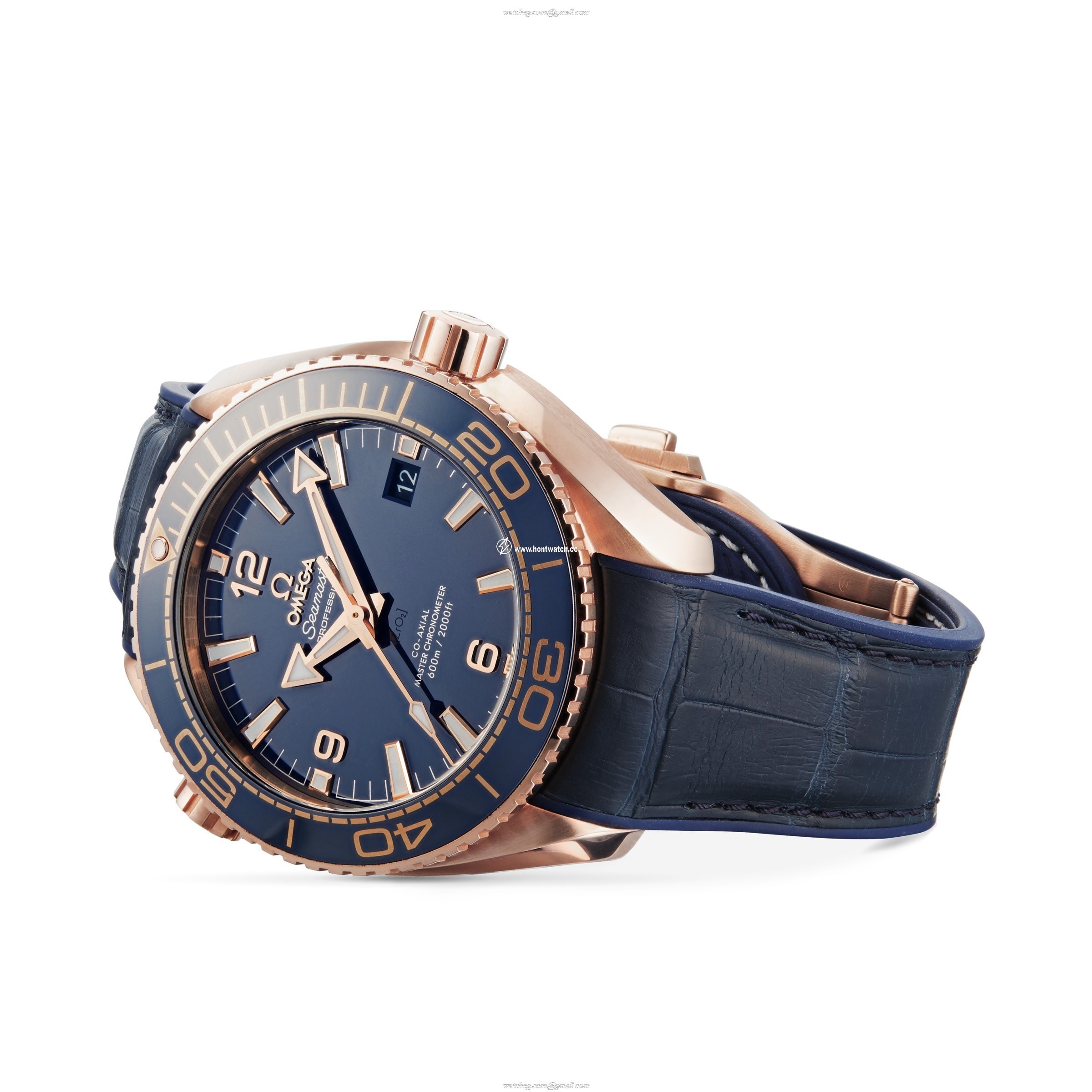 Omega Planet Ocean 43.5mm 18ct Rose Gold Automatic Blue Replica Watch - Image 2