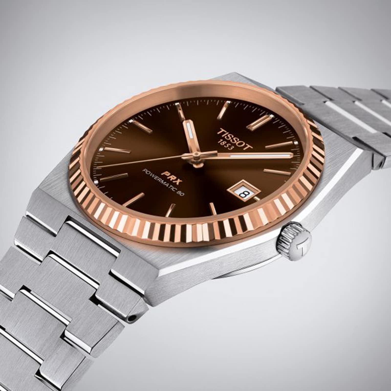 Tissot T-Gold PRX Automatic Watch - 40mm Brown Dial - Stainless Steel - Image 4