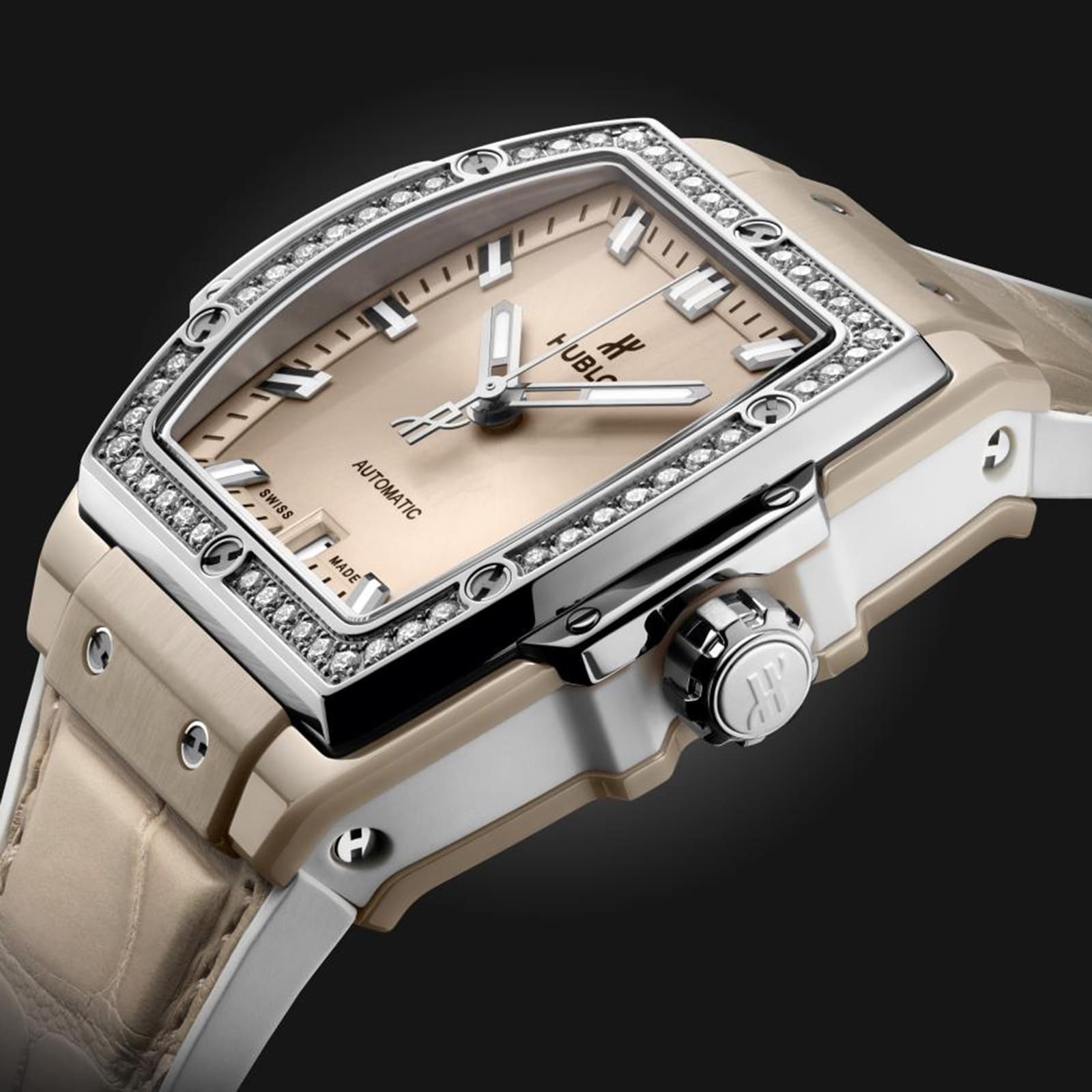 Hublot Spirit Of Big Bang 39mm Ceramic Automatic - Beige Dial & Diamonds - Image 3