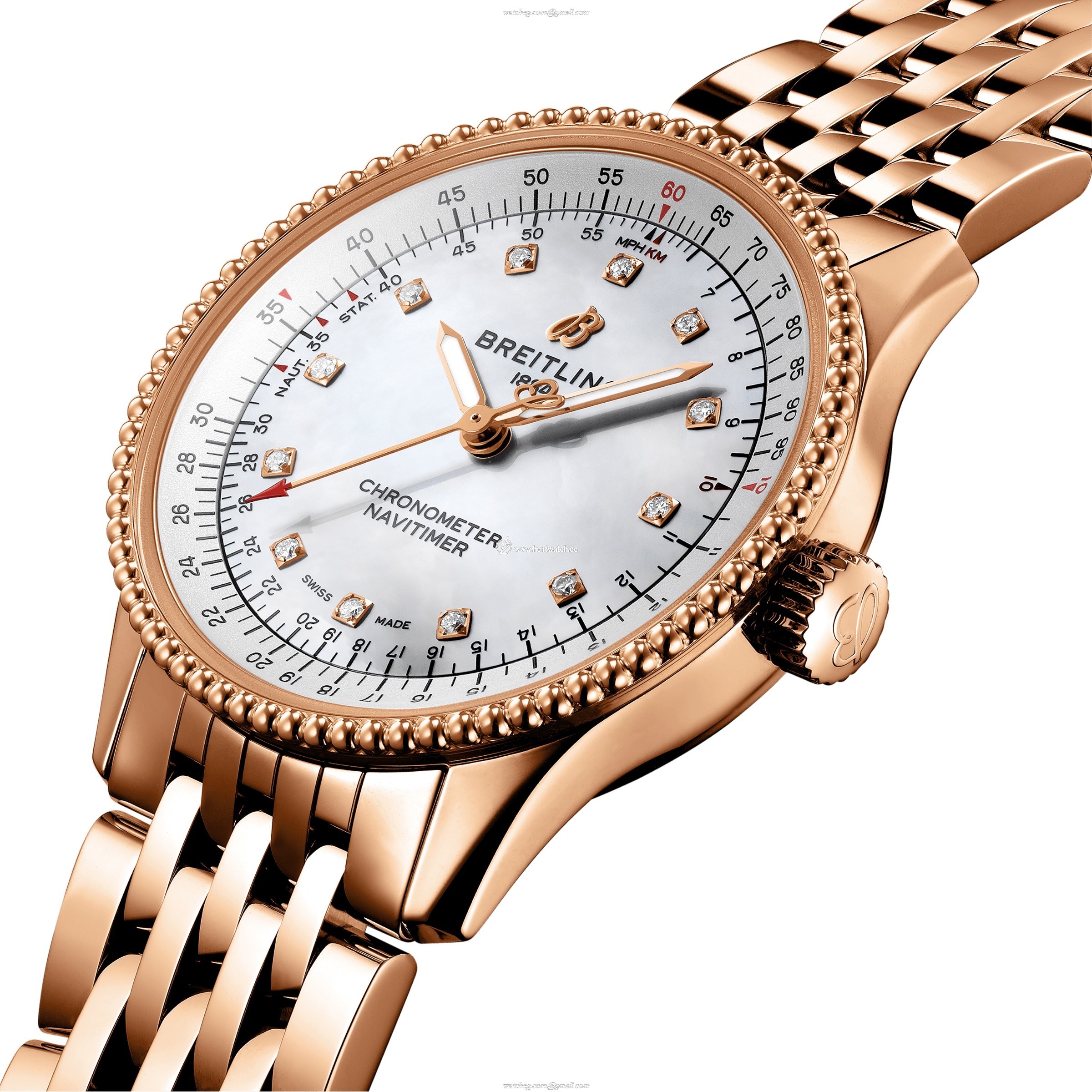 Breitling Navitimer 35mm 18ct Rose Gold Automatic Mother of Pearl Watch - Image 2
