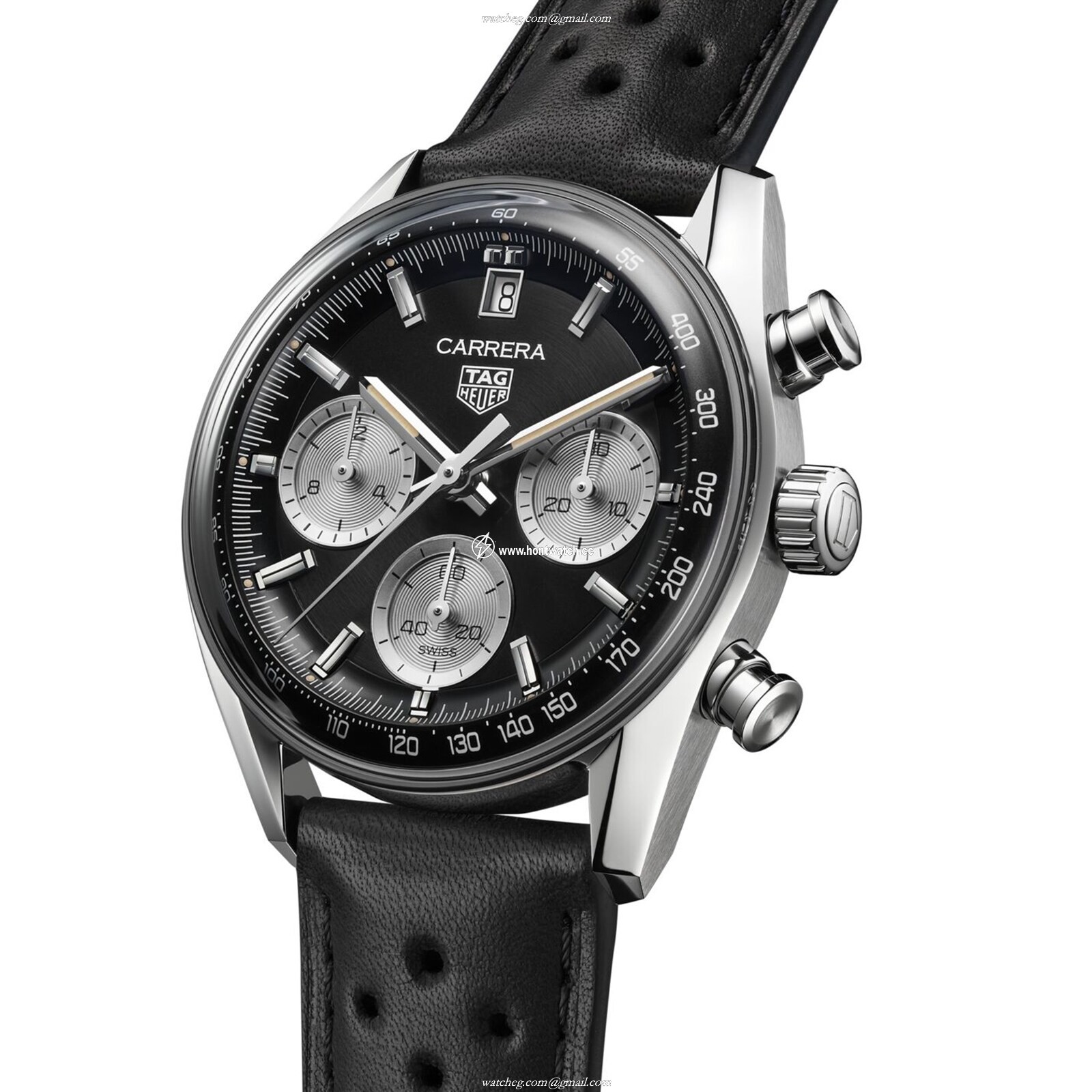 TAG Heuer Carrera Automatic Black Dial - 39mm Stainless Steel Leather Strap - Image 2