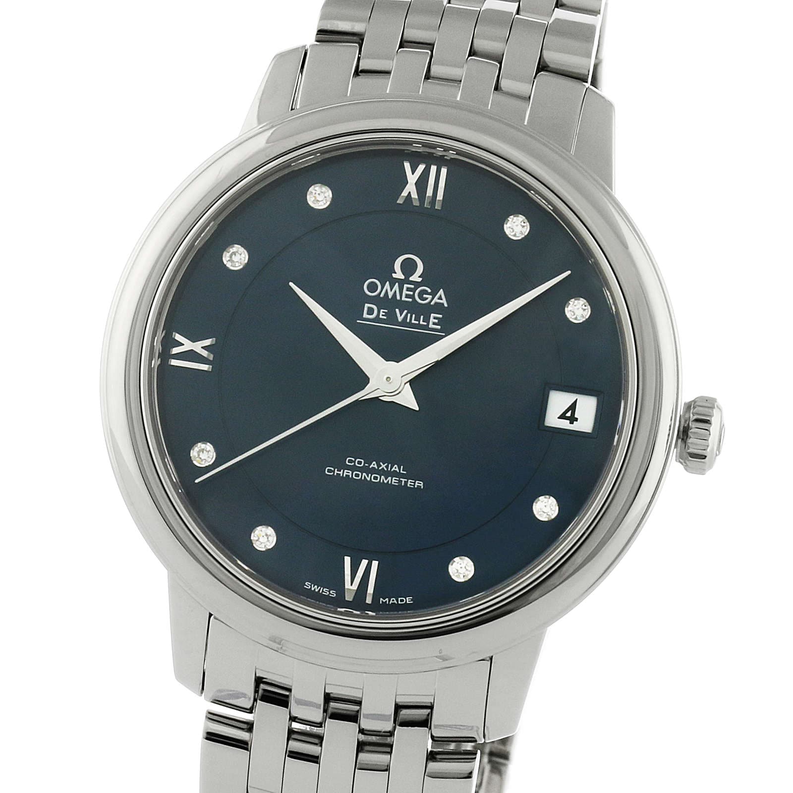 Omega De Ville Prestige | 32.7mm Stainless Steel | Automatic Blue Dial | Diamond Markers - Image 4