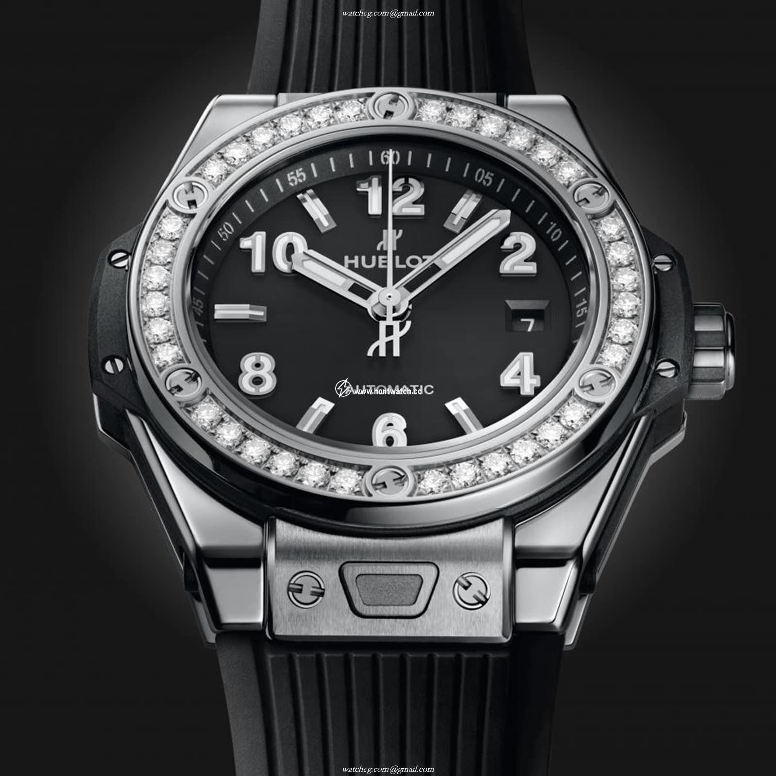 Hublot Big Bang 33mm Stainless Steel Automatic Watch - Black Dial & Diamonds - Image 2