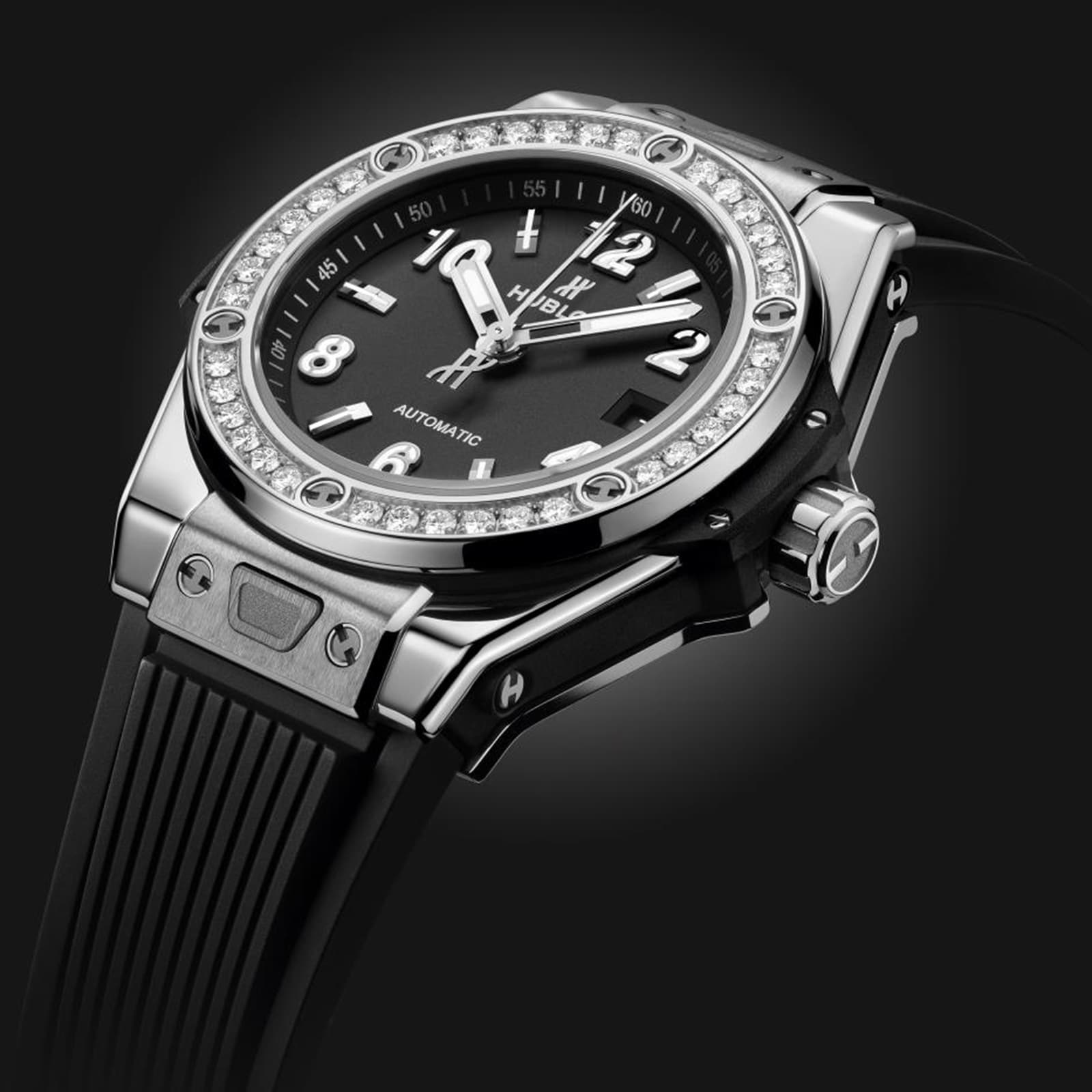 Hublot Big Bang 33mm Stainless Steel Automatic Watch - Black Dial & Diamonds - Image 4