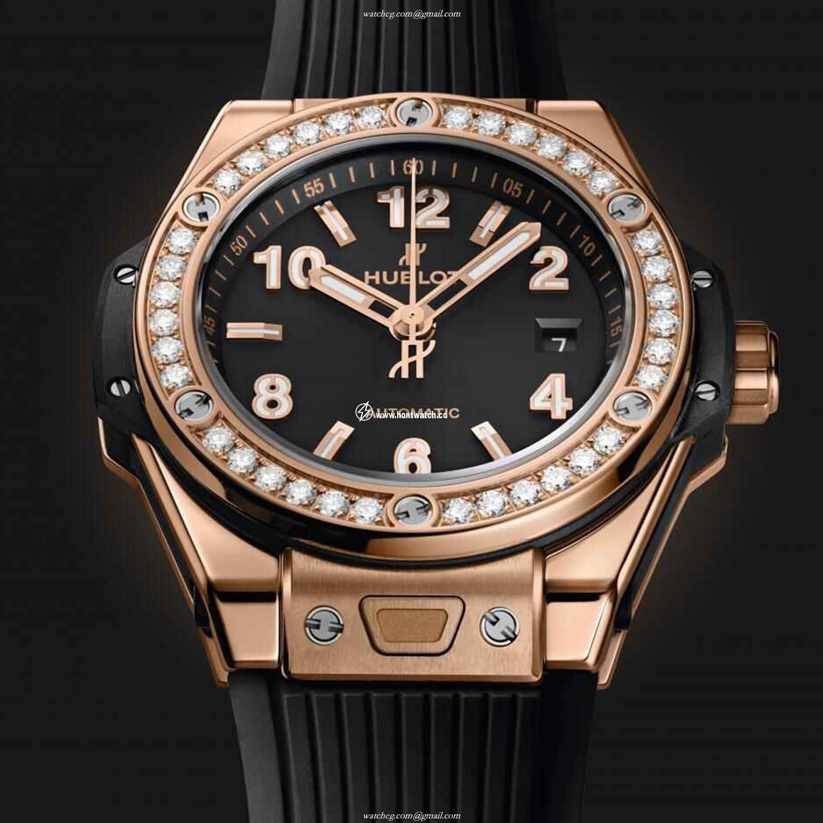 Hublot Big Bang 18ct Rose Gold Automatic Watch - 33mm Black Dial | Replica - Image 2