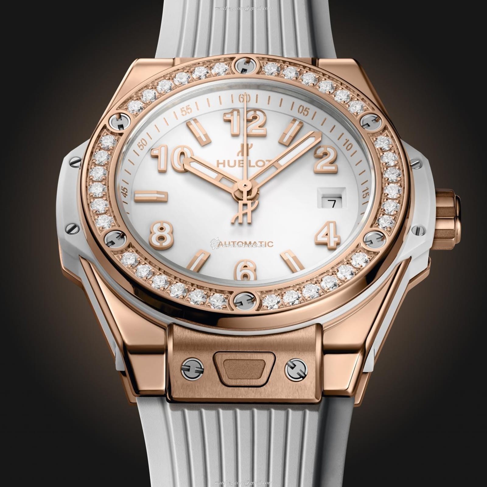 Hublot Big Bang 33mm 18ct Rose Gold Automatic Watch - White Dial & Diamonds - Image 2