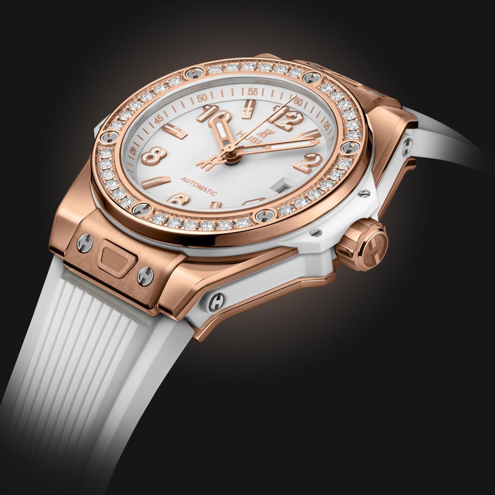 Hublot Big Bang 33mm 18ct Rose Gold Automatic Watch - White Dial & Diamonds - Image 3