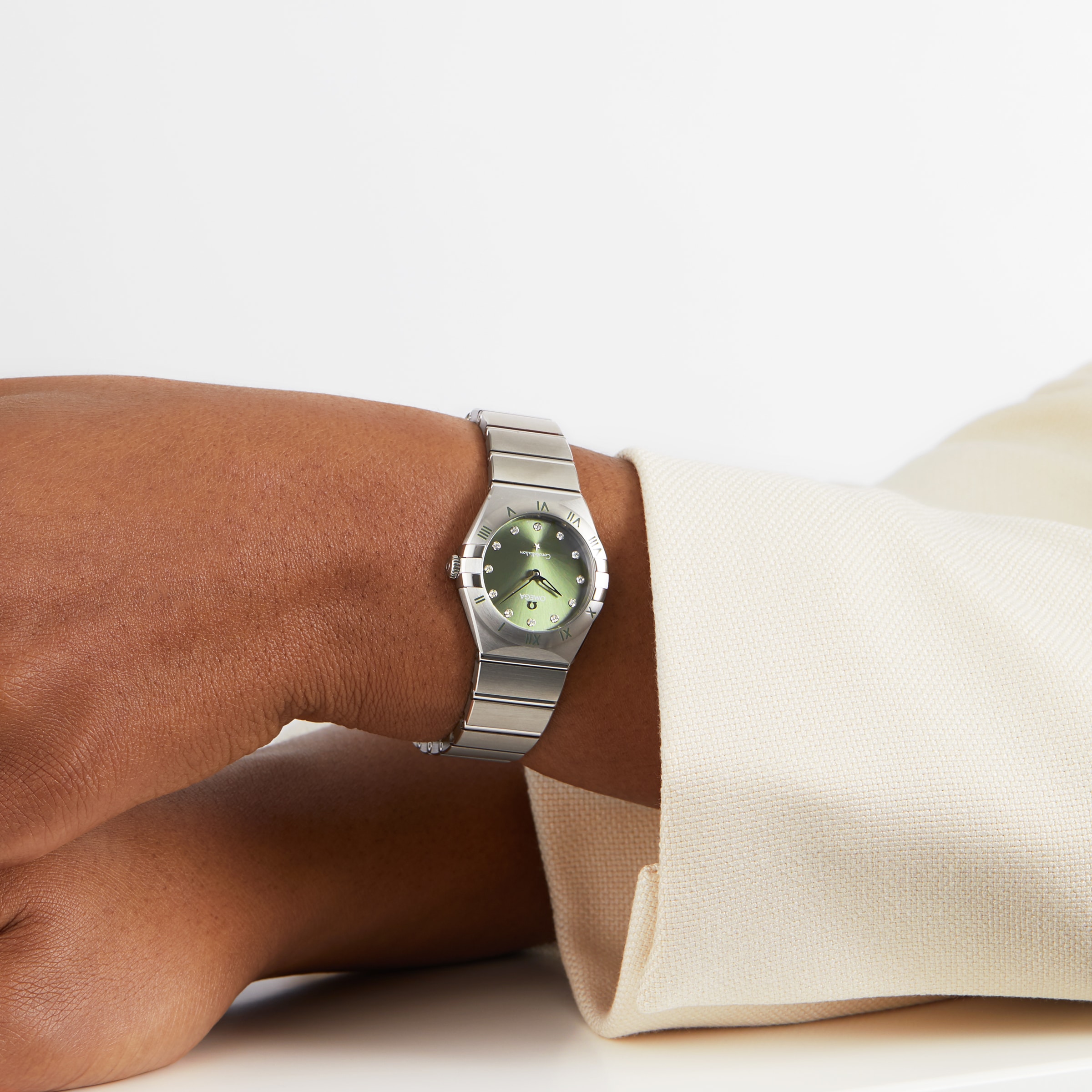 Omega Constellation Replica - 28mm Stainless Steel Quartz Watch - Green Dial - Image 3