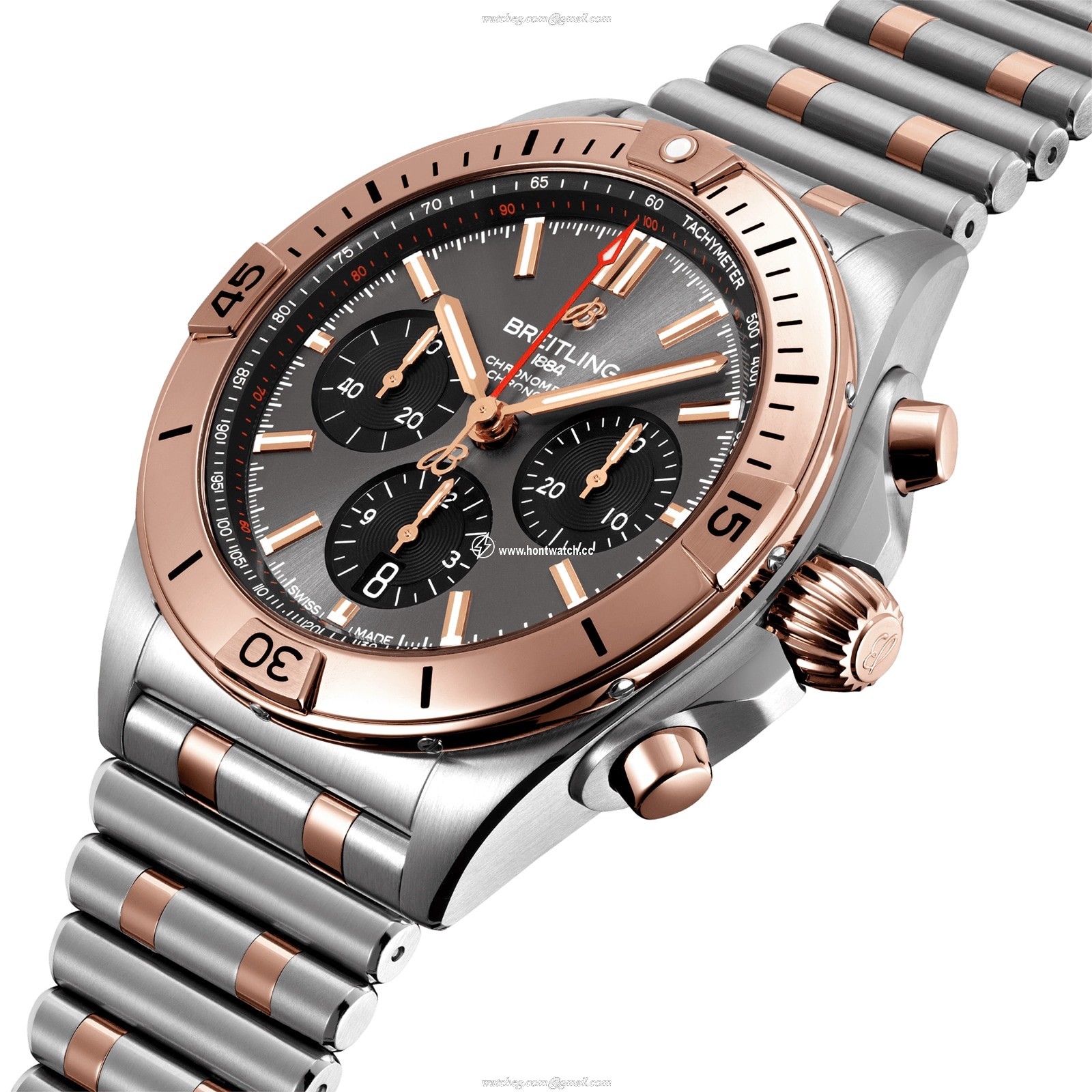 Breitling Chronomat 42mm 18ct Rose Gold Automatic Grey Replica Watch - Image 2