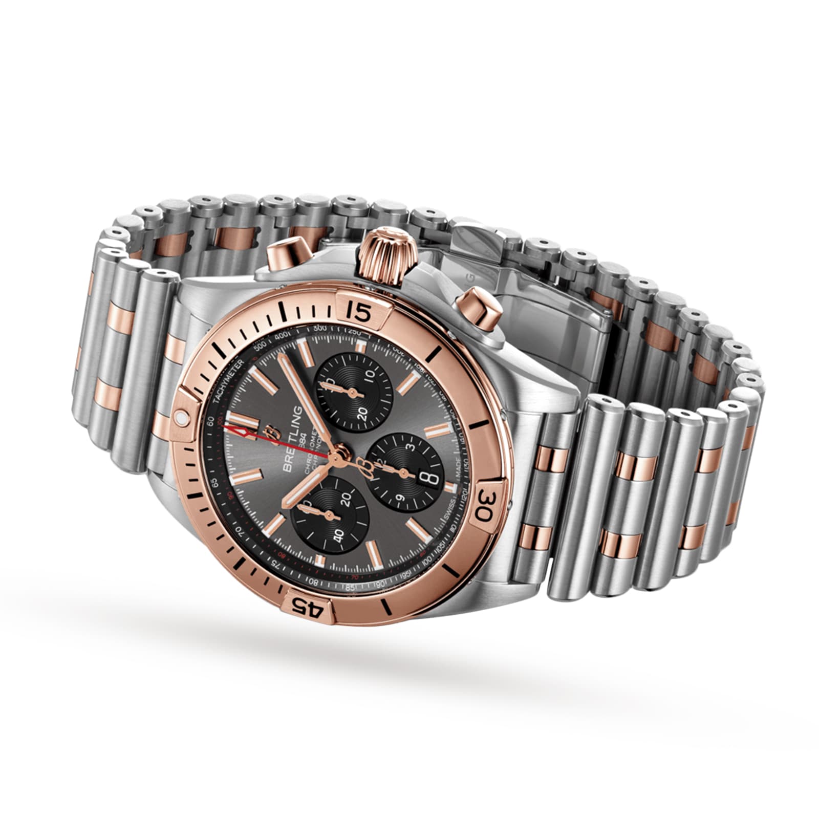 Breitling Chronomat 42mm 18ct Rose Gold Automatic Grey Replica Watch - Image 3