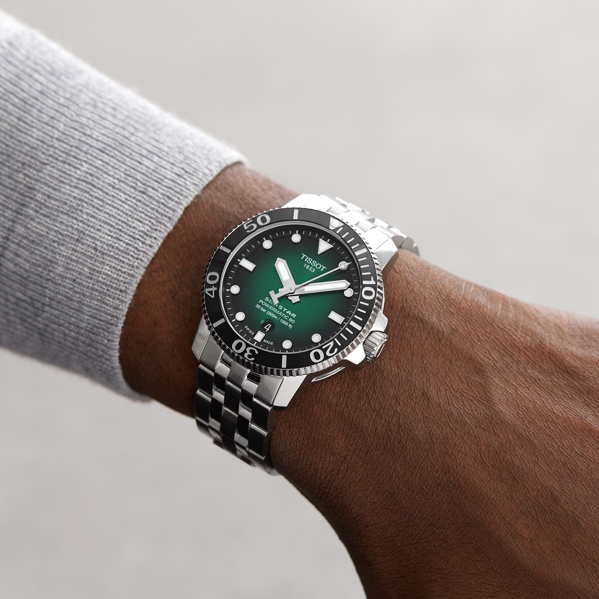 Tissot Seastar Automatic Green Dial - 43mm Stainless Steel - 300M Water Resistant - Image 4