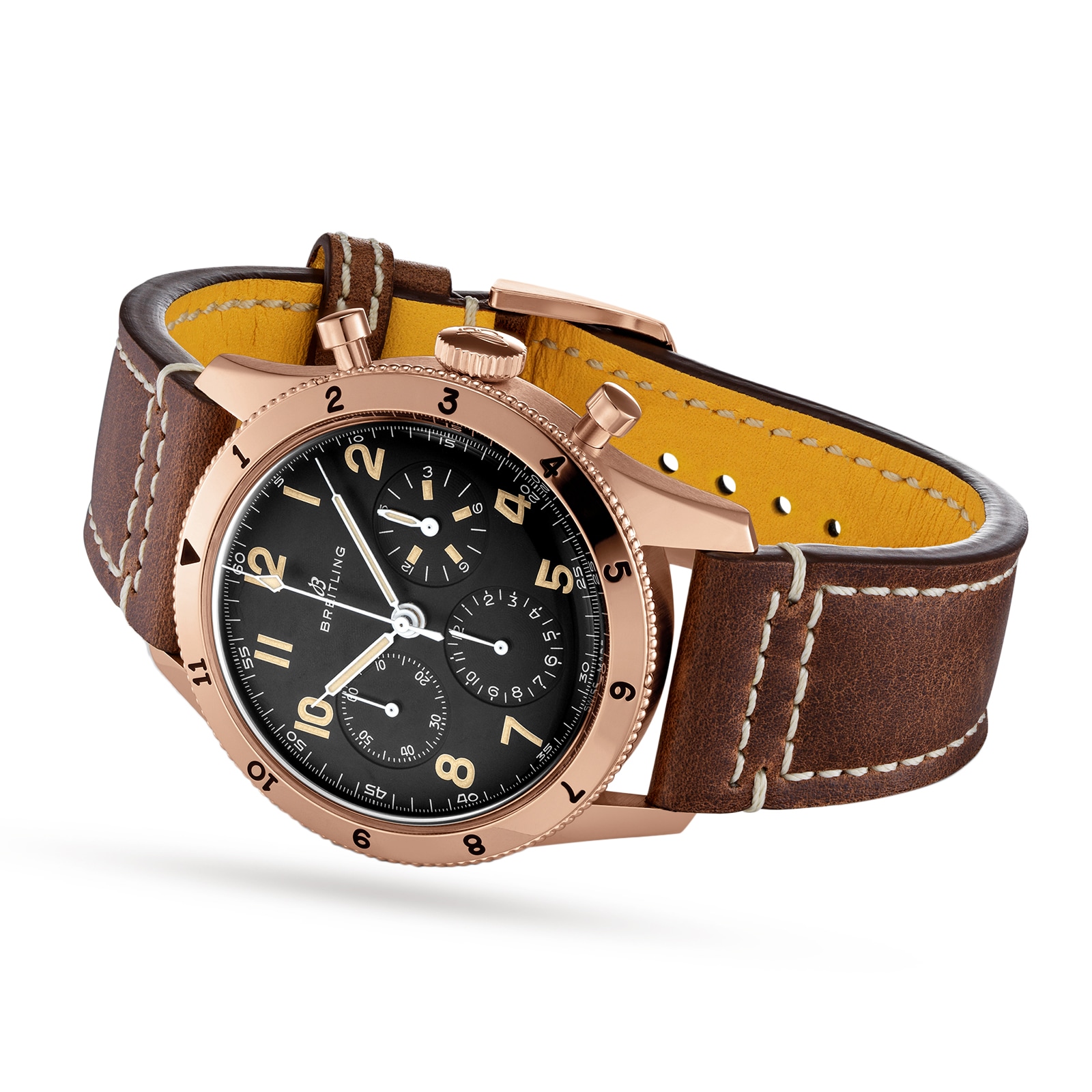 Breitling Aviator 8 41mm 18ct Rose Gold Black Dial Leather Strap | Replica - Image 3