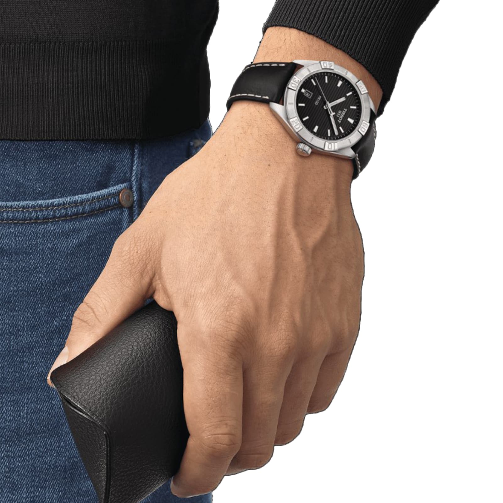 Tissot T-Classic Chronograph | 42mm Black Dial | Stainless Steel & Leather - Image 4