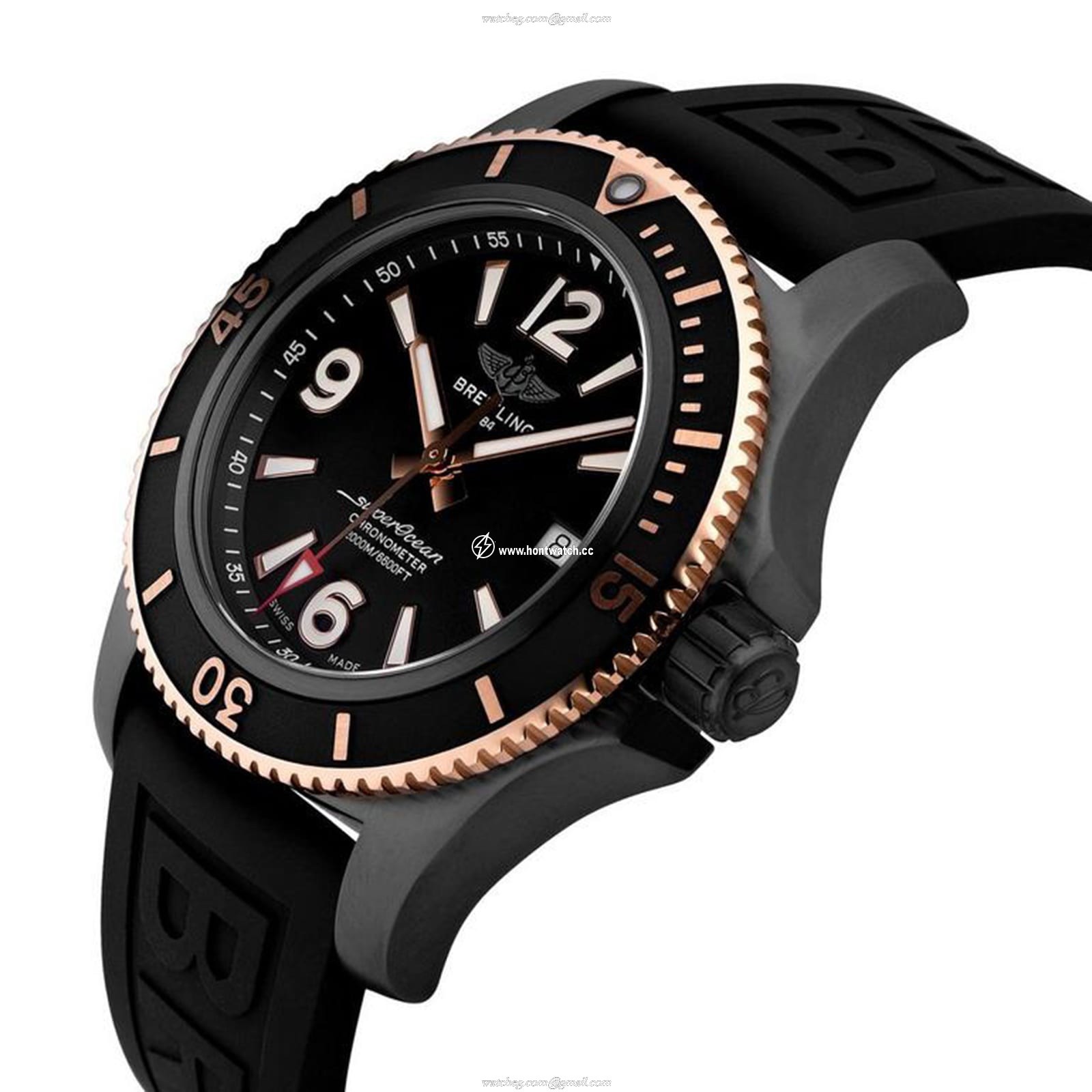 Breitling Superocean Automatic 46mm Black Dial - Stainless Steel Rubber Strap - Image 2