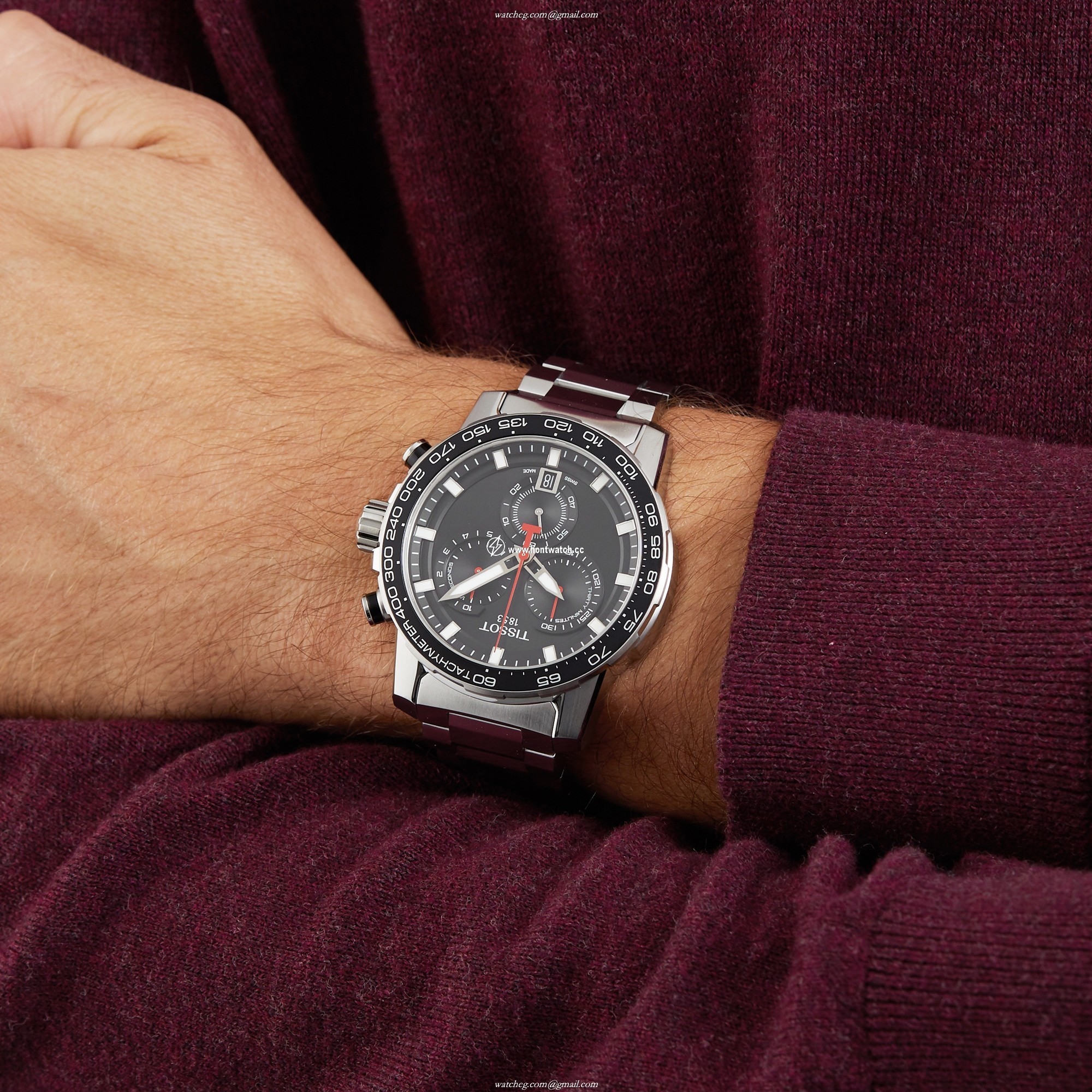 Tissot T-Sport Chrono Watch - 45.5mm Black Dial - Stainless Steel Quartz - Image 2