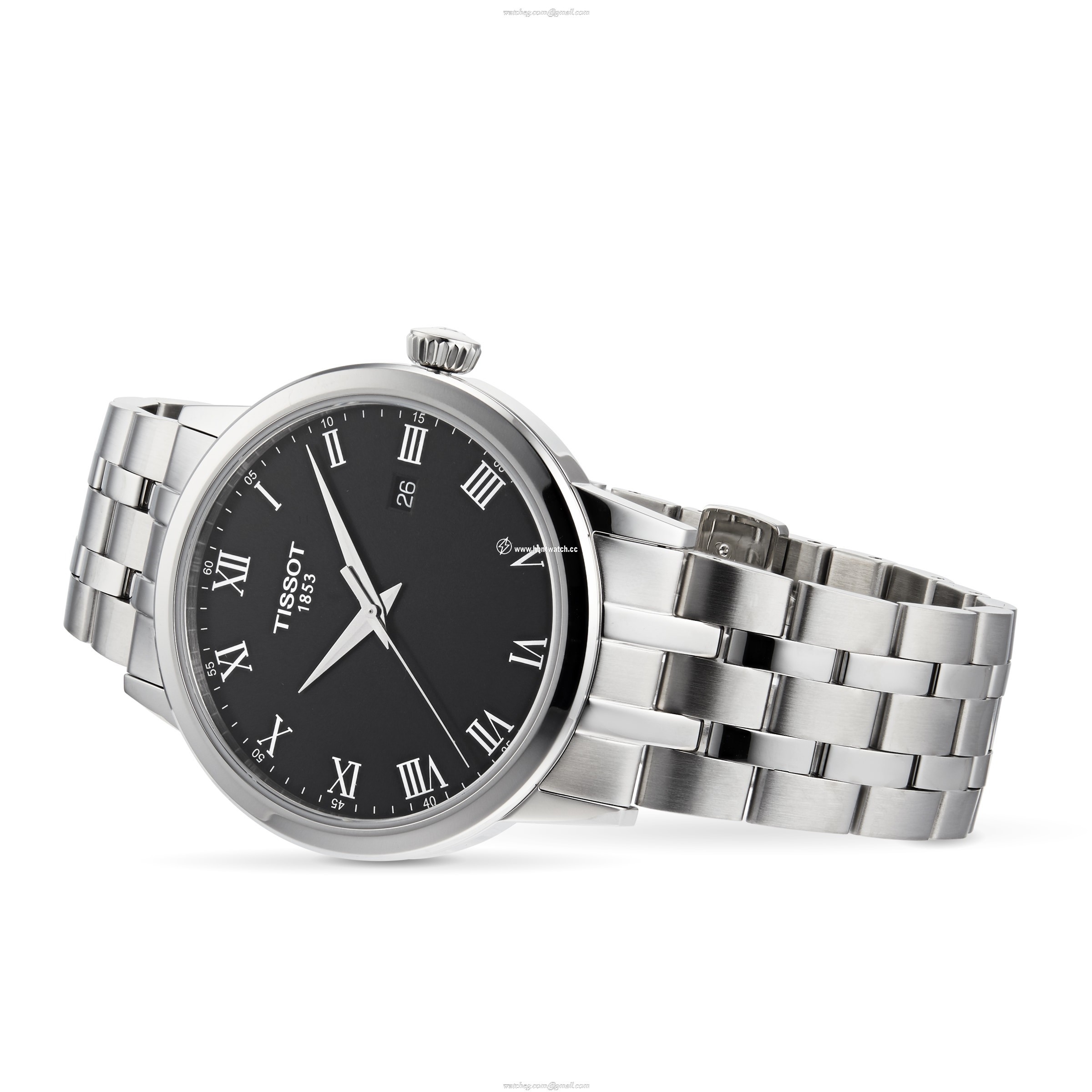 Tissot T-Classic Stainless Steel Quartz Watch - Black Dial, 42mm, Roman Numerals - Image 2
